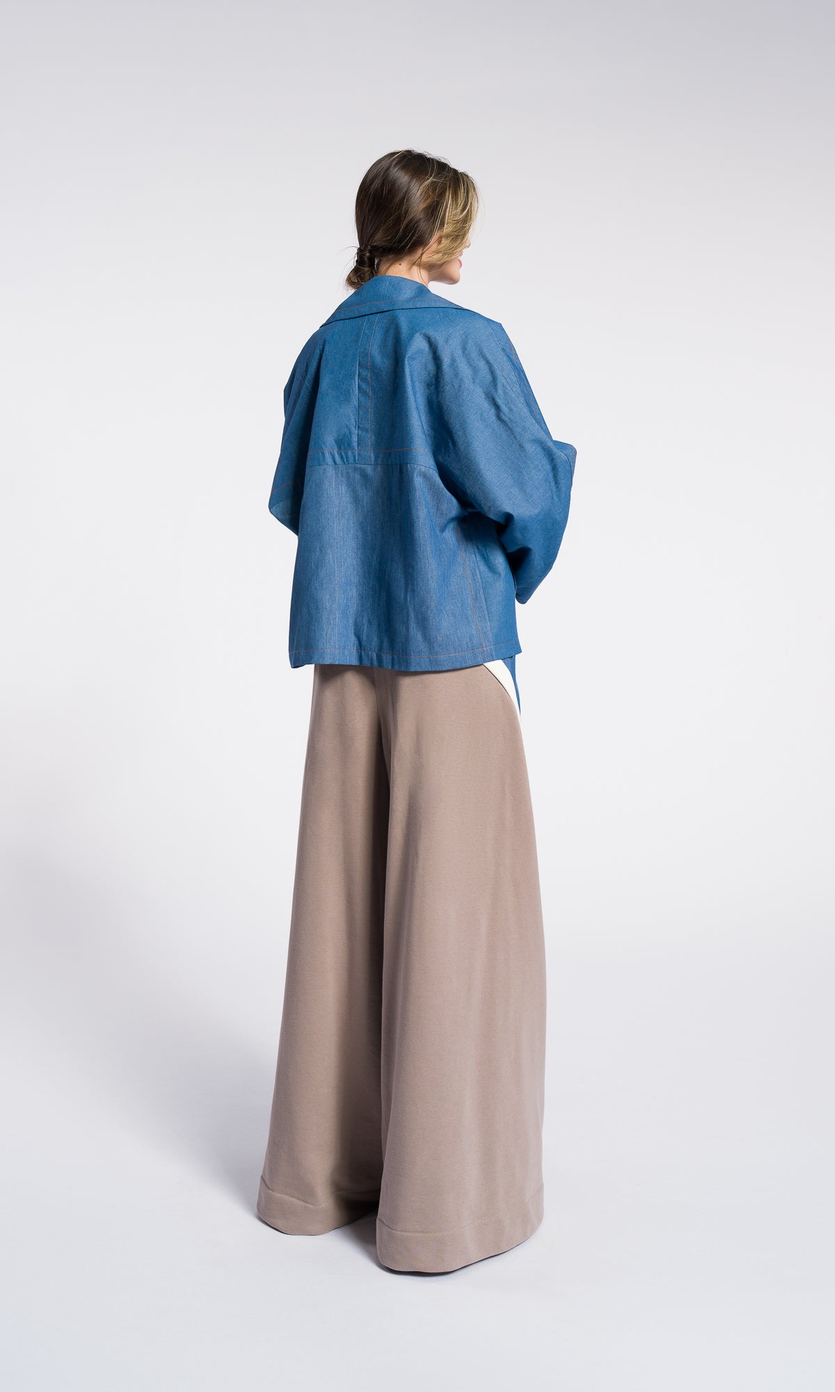 Loose Cotton Wide Leg Pants , Denim cotton