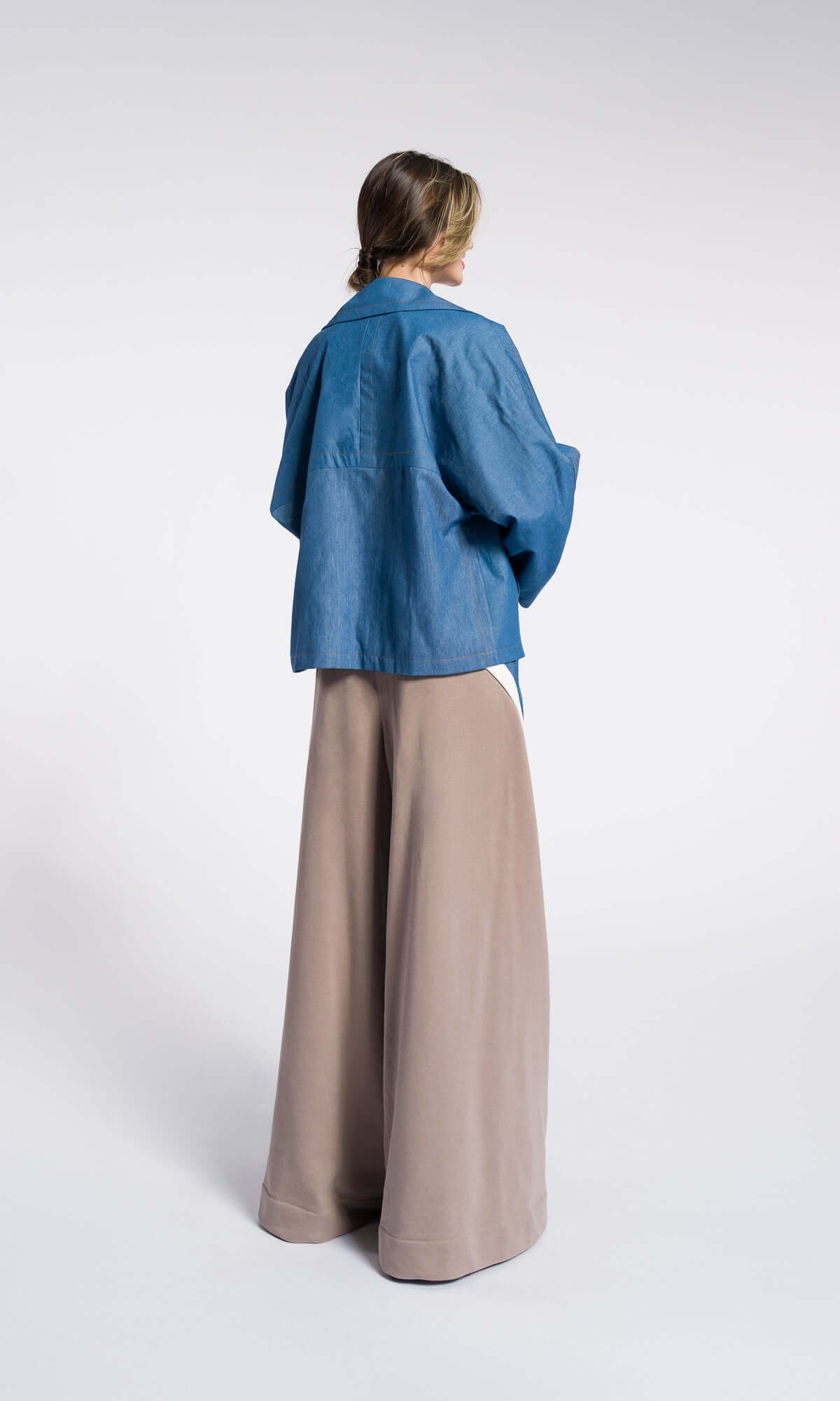 Pantalon ample en coton à jambes larges, coton Denim