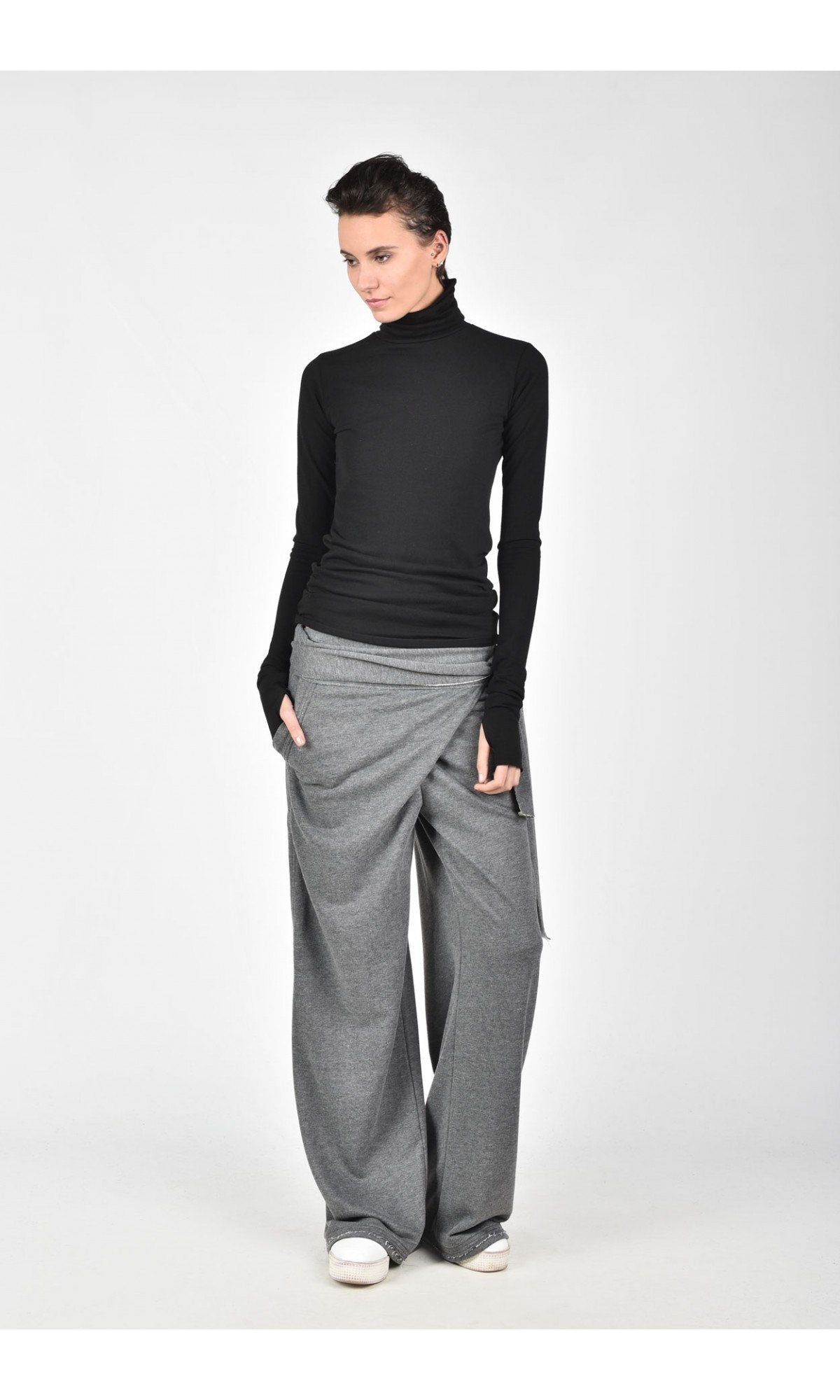 Cotton Overlapped Front Pants