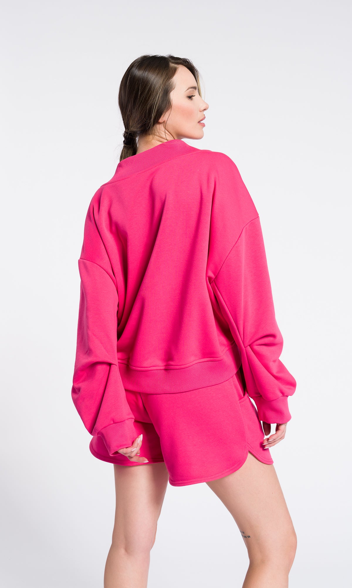 Off-Shoulder V-Neck Cotton Sweatshirt