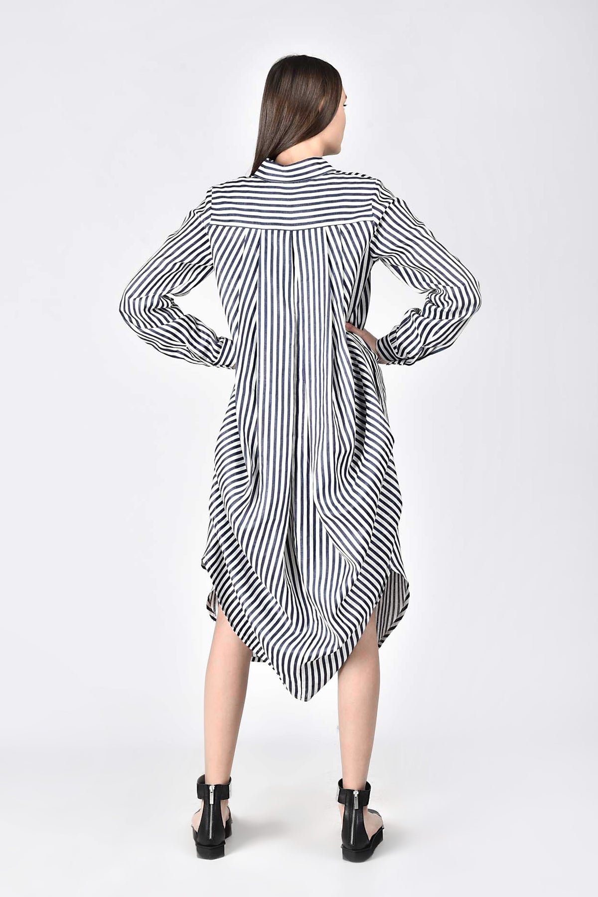 Chemise maxi d'été, chemise maxi sexy en viscose grande taille / robe-chemise élégante à rayures