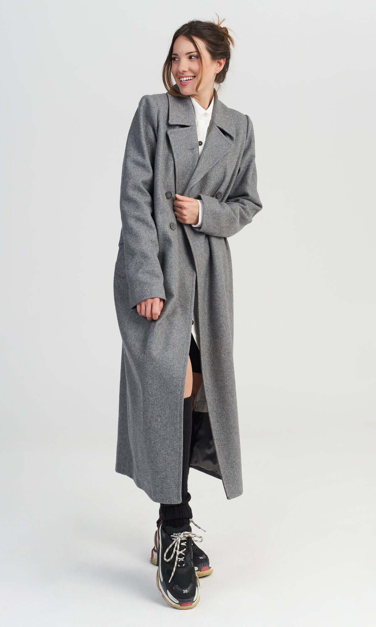 Manteau croisé en mélange de laine