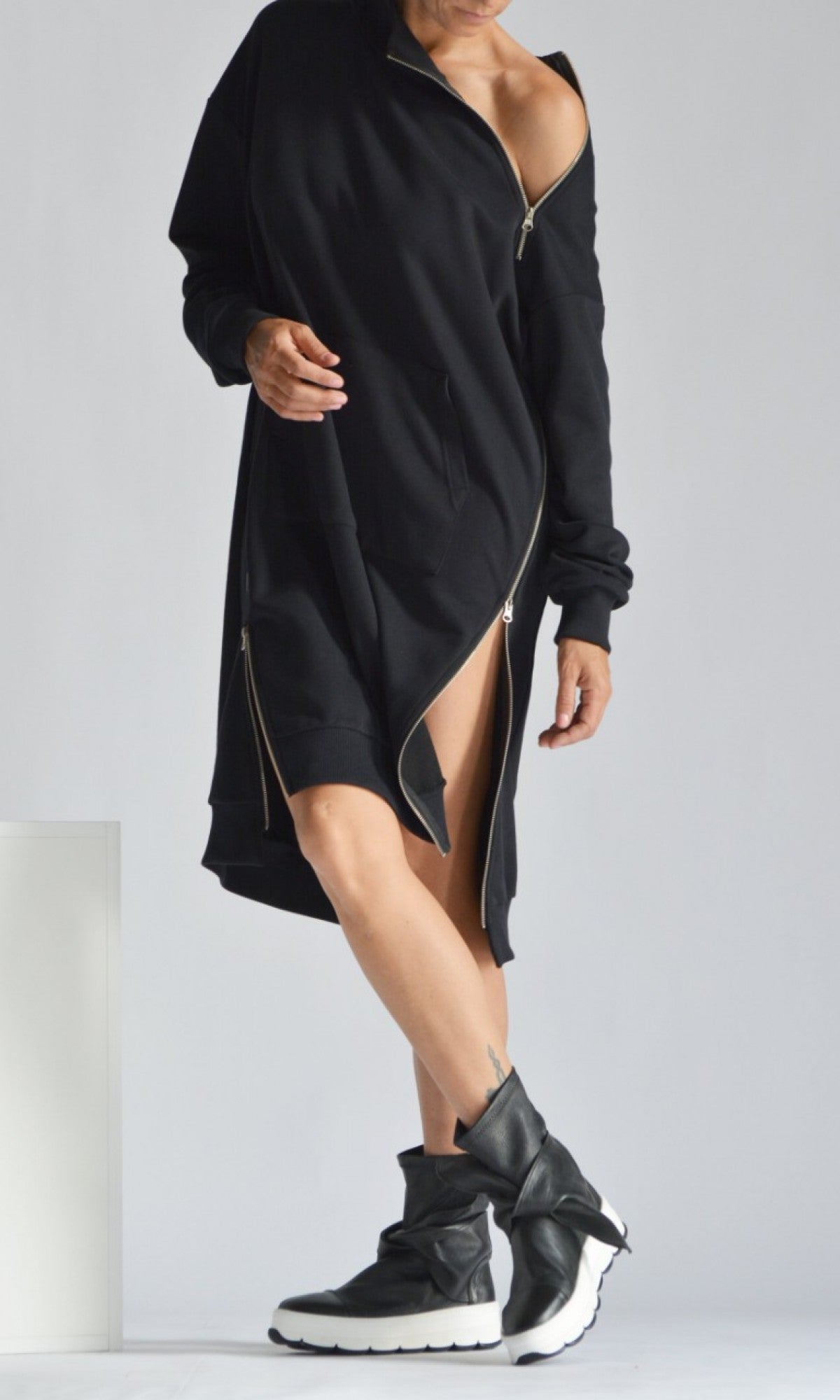 Extra Long Hoodie Dress A08895 - AAKASHA