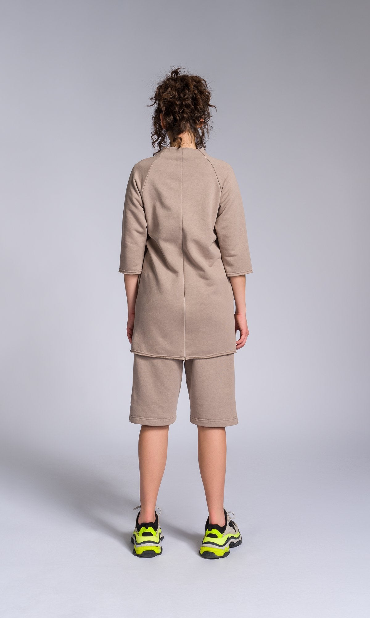 Straight Tunic Sweatshirt with Zipper Slits - AAKASHA
