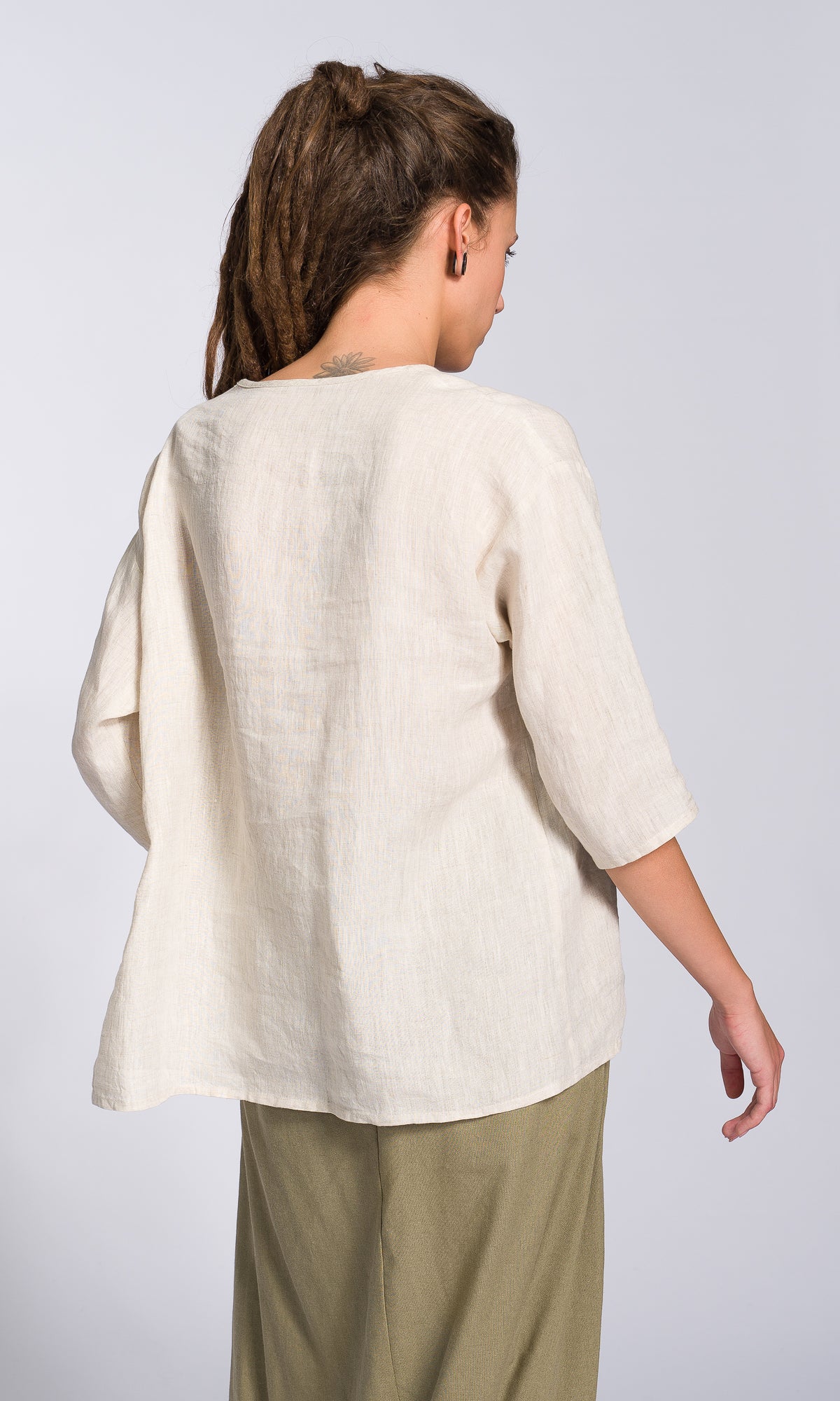 Linen Blouse with Front Gathering - AAKASHA