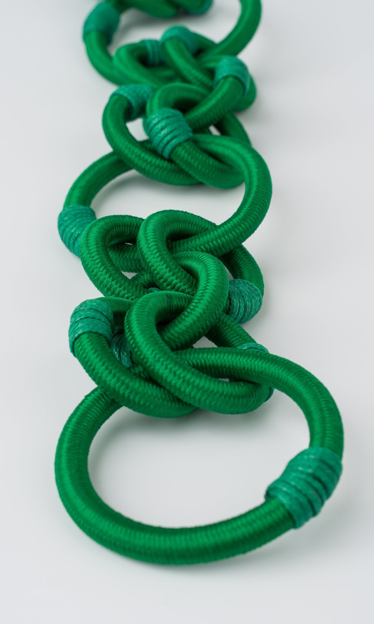 Green Rope Necklace with Circle Rings