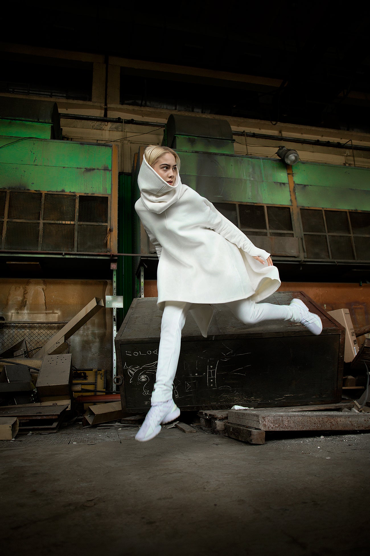 High Collar Poncho Hoodie