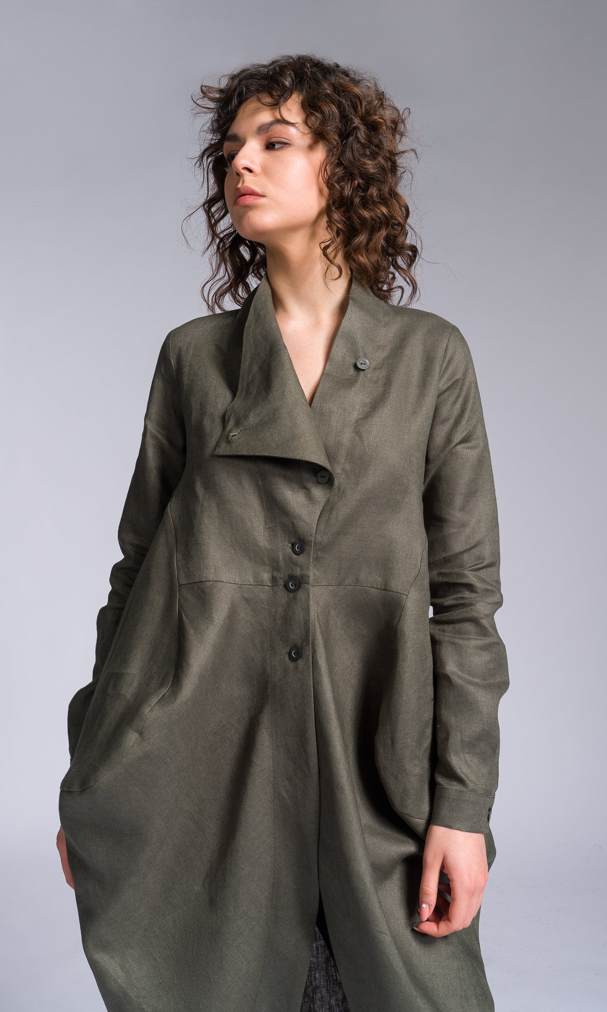 Long Linen Tulip Shirt - AAKASHA