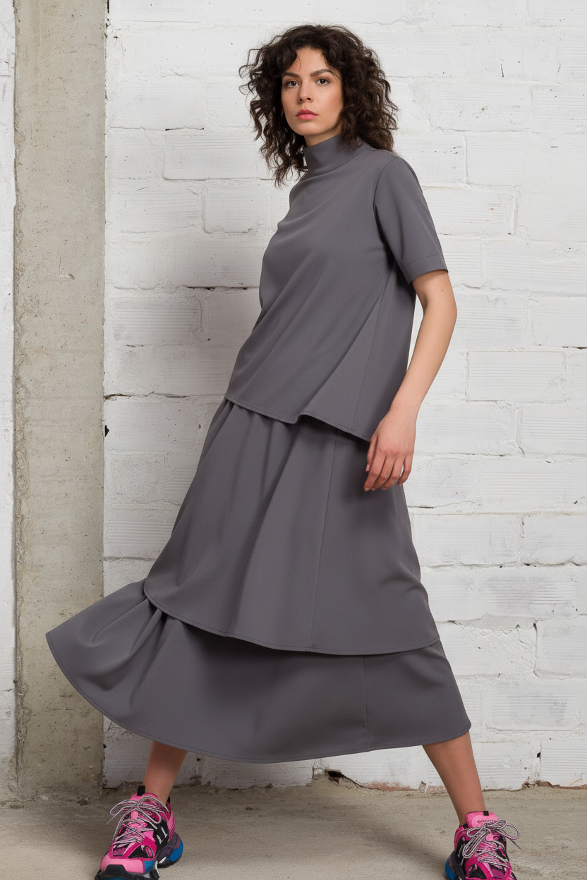 Layered Modular Midi Dress