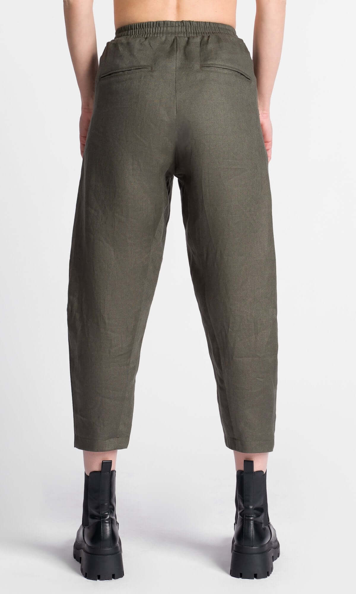Pantalon en lin à jambes incurvées
