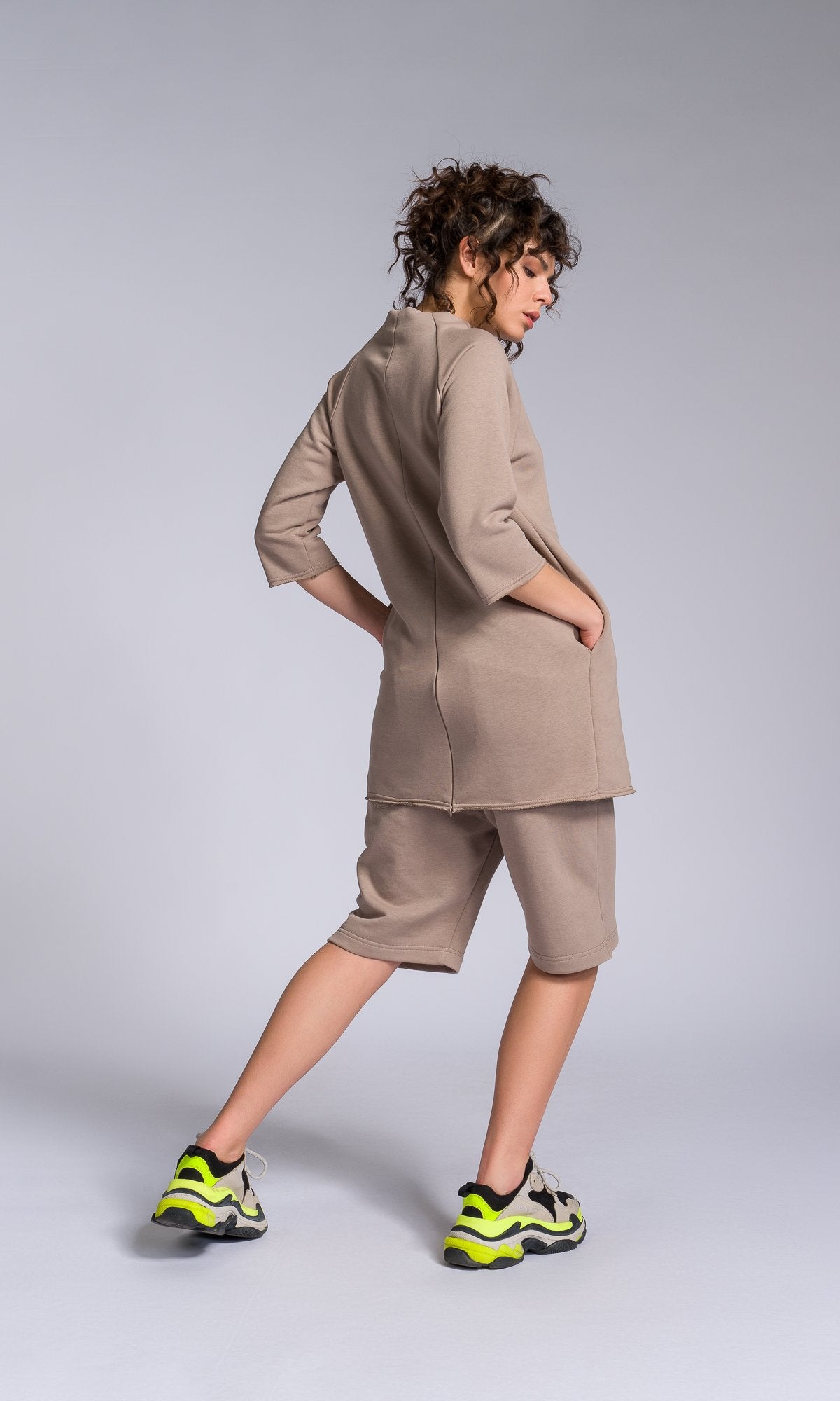 Straight Tunic Sweatshirt with Zipper Slits - AAKASHA