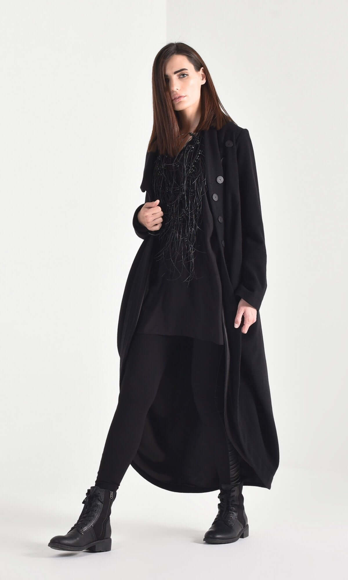 Cappotto asimmetrico in misto lana