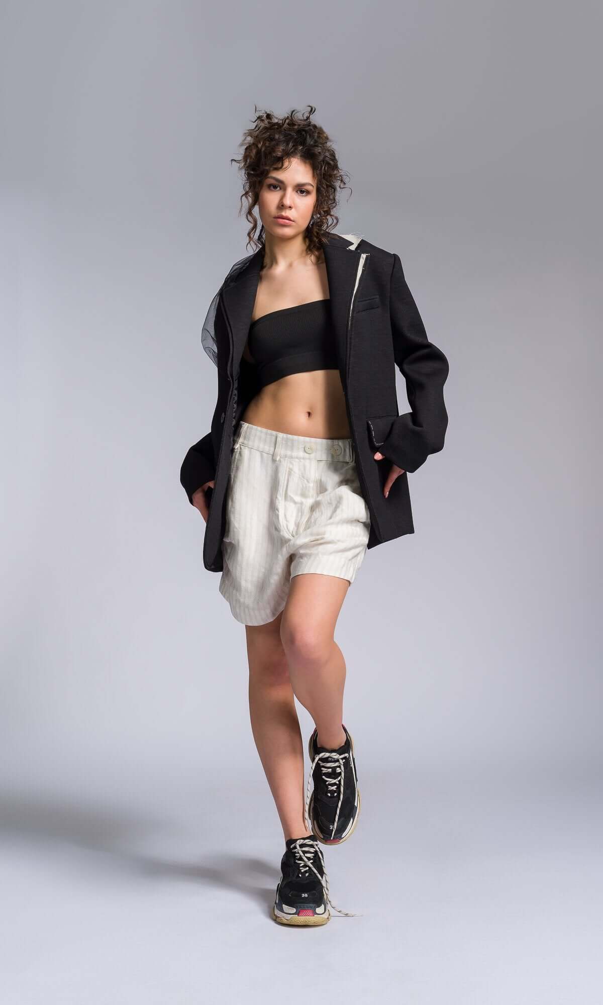 Twisted Baggy Seersucker Shorts - AAKASHA