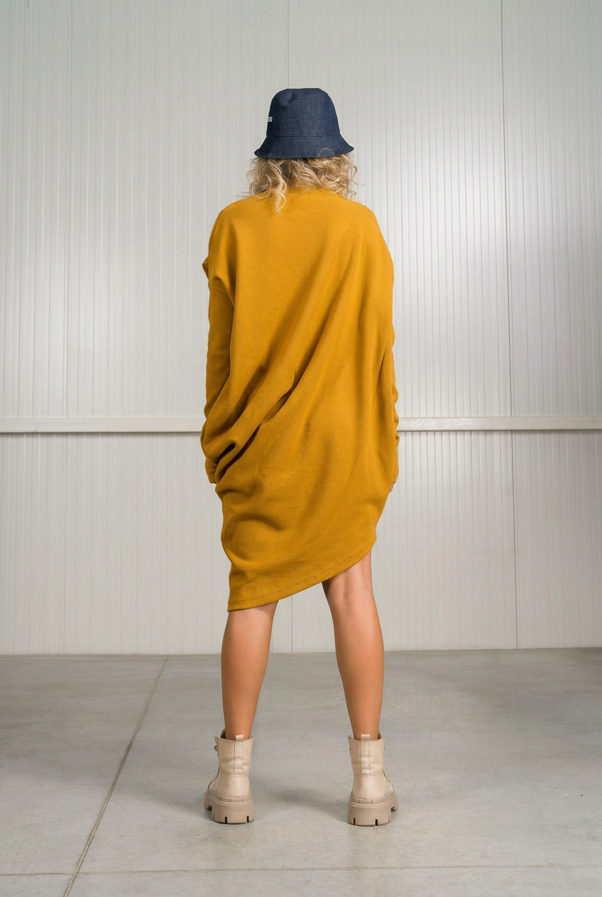 Asymmetric Ribbed Tunic Dress - AAKASHA