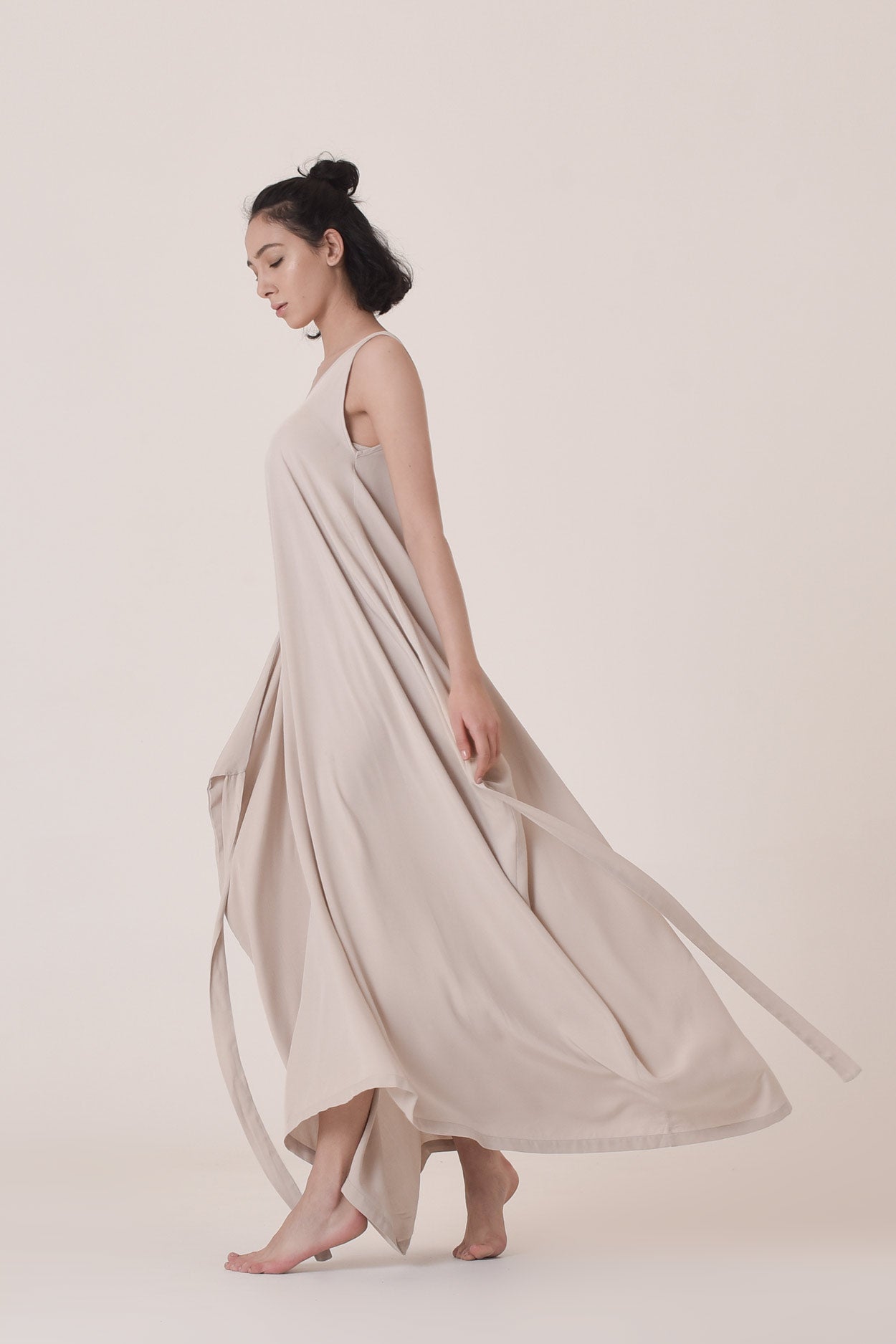 Summer Draped Maxi Dress with Adjustable Belt