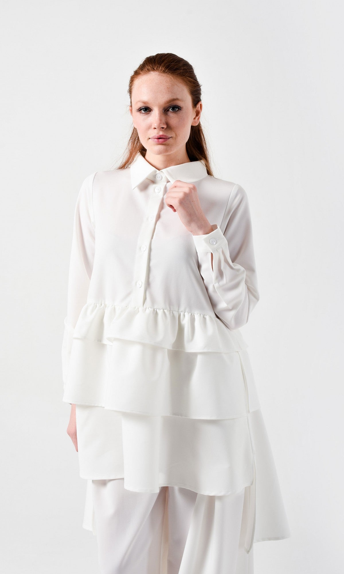 Layered Ruffles Shirt Dress - AAKASHA