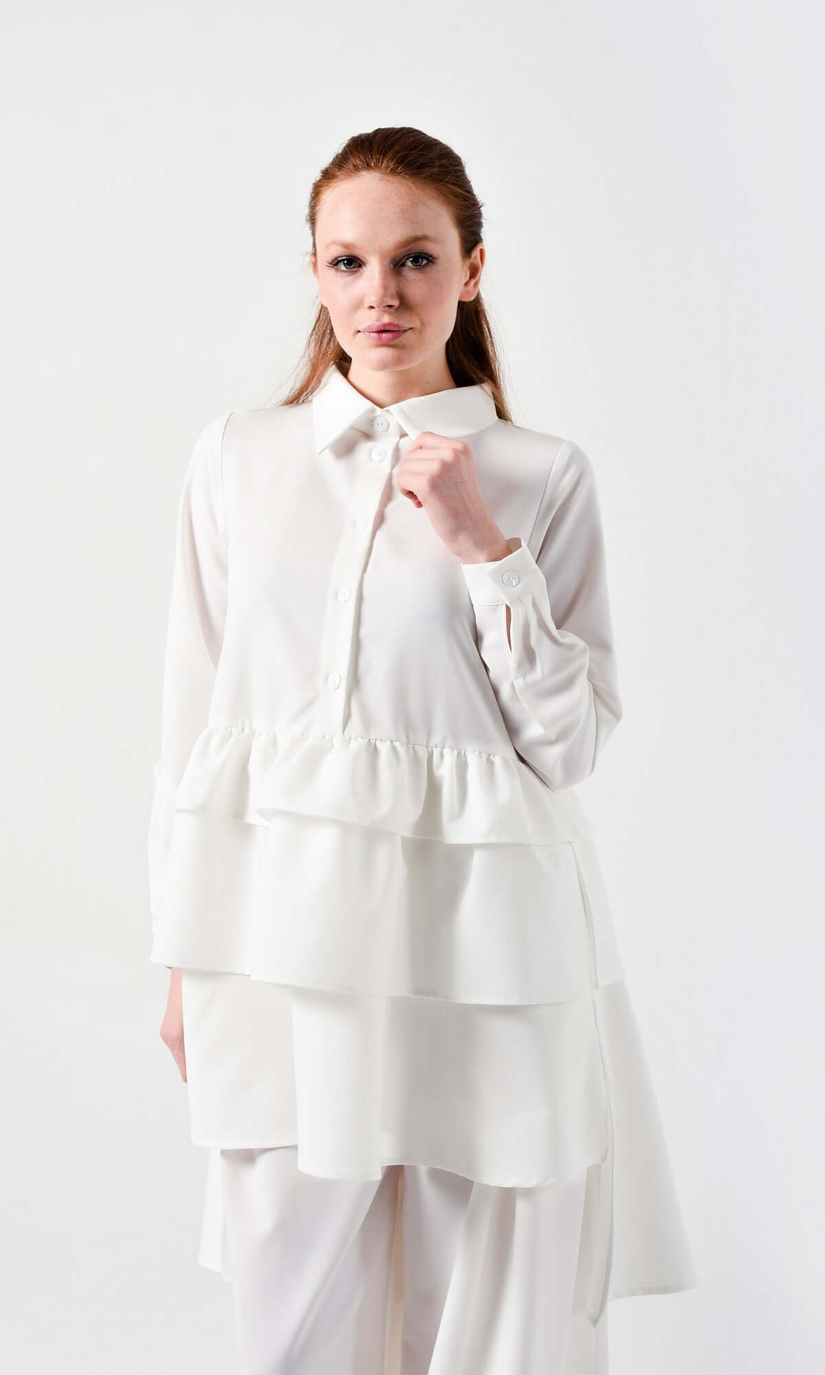 Layered Ruffles Shirt Dress - AAKASHA