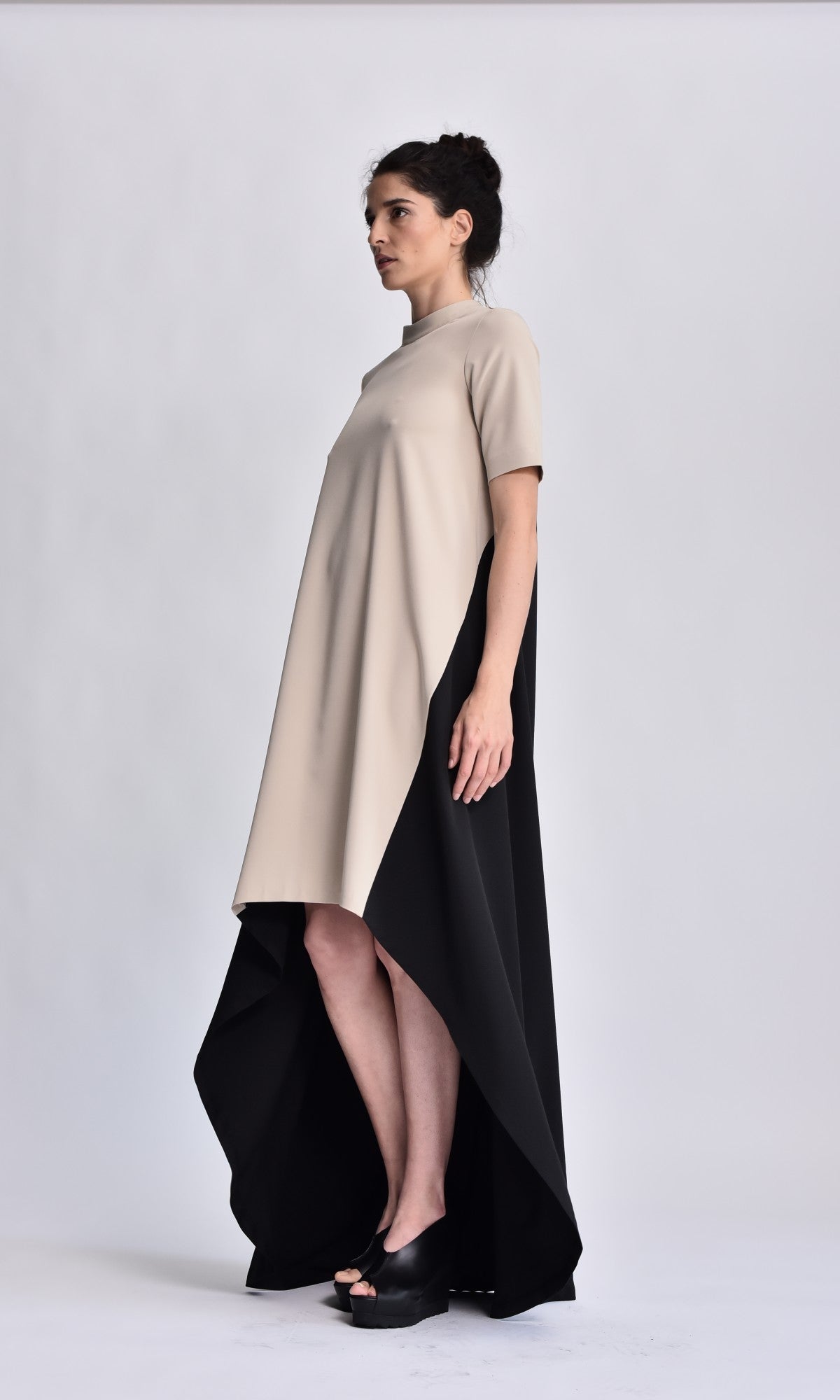 Bicolour Asymmetric Maxi Dress - AAKASHA
