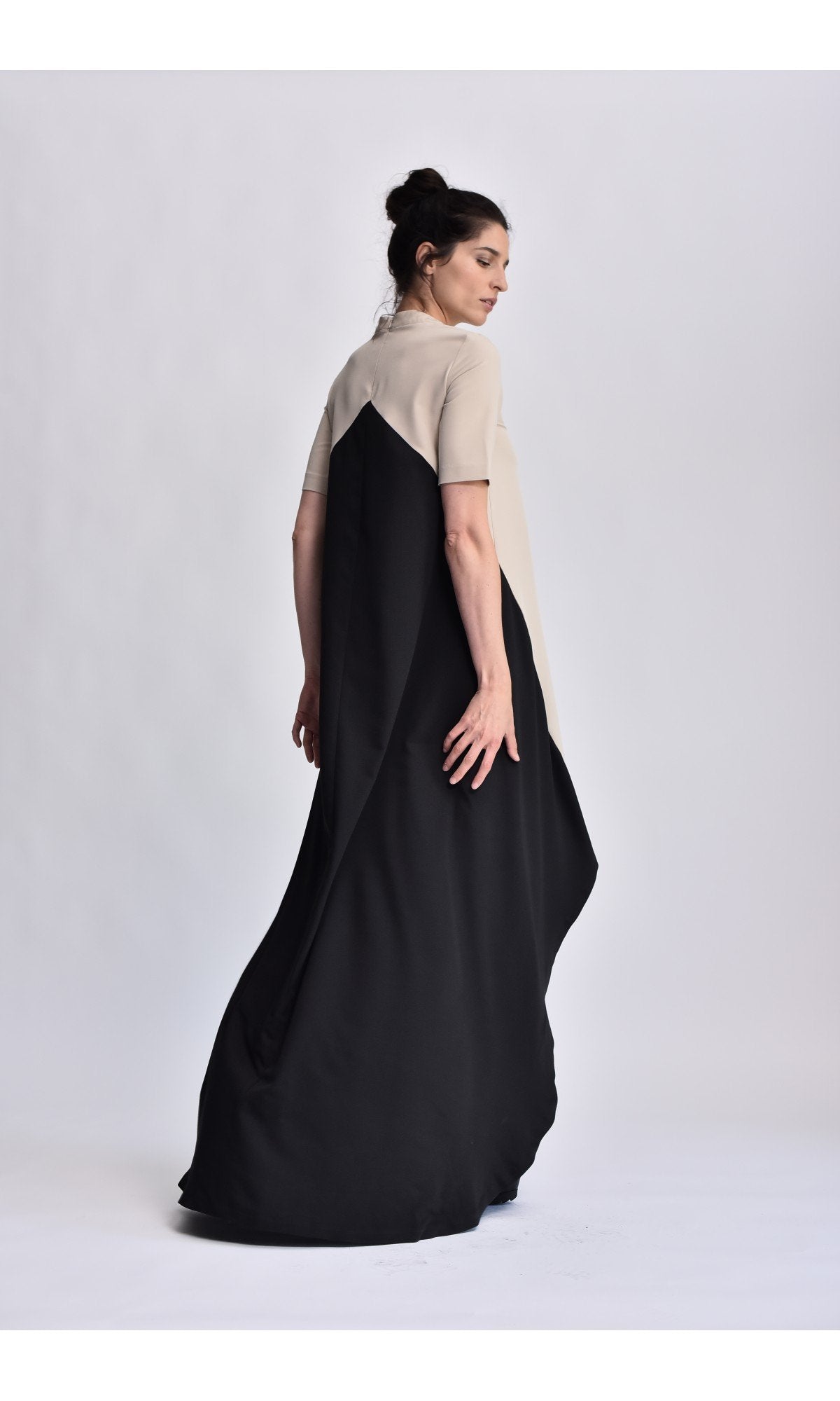 Bicolour Asymmetric Maxi Dress - AAKASHA