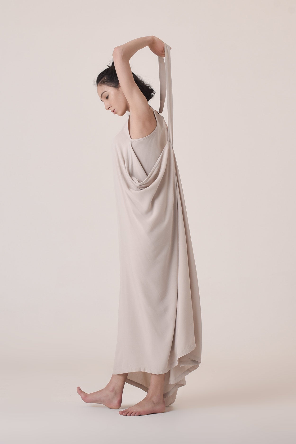Summer Draped Maxi Dress with Adjustable Belt