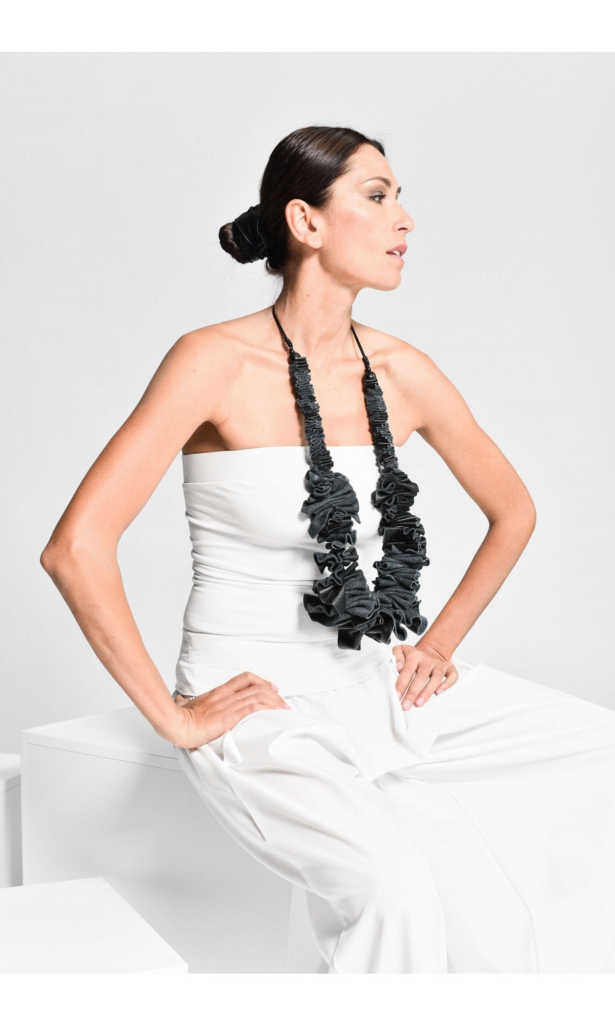 Black Genuine Leather Necklace
