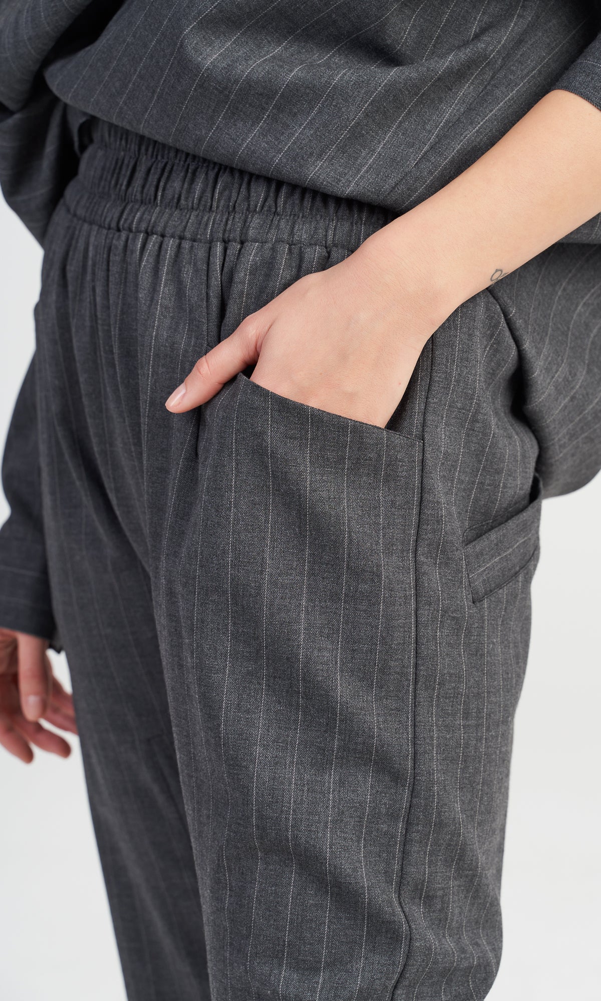 Grey Chalk Stripe Pants