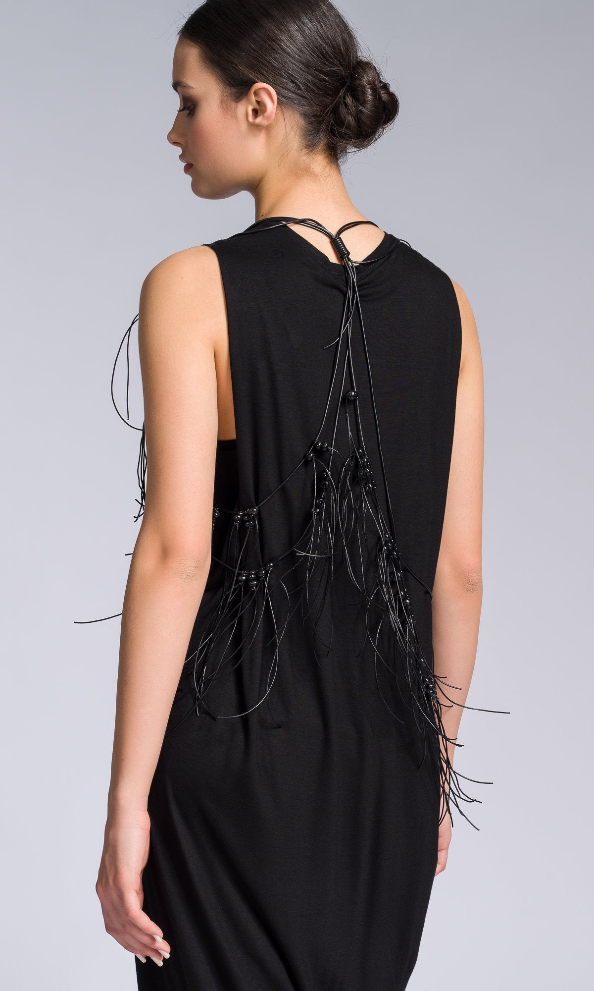 Black Leather Macrame Necklace - AAKASHA