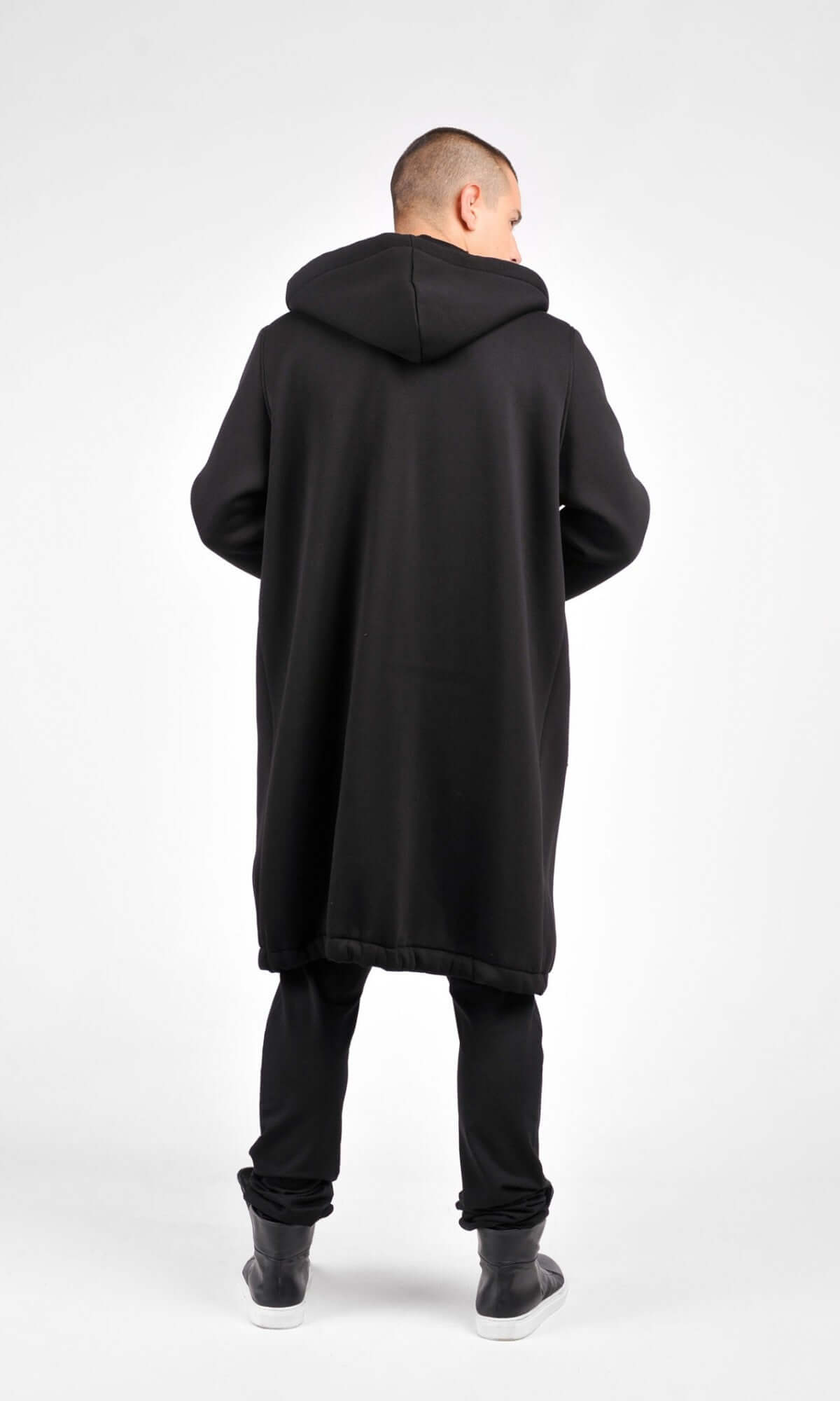 Manteau hoodie long zippé