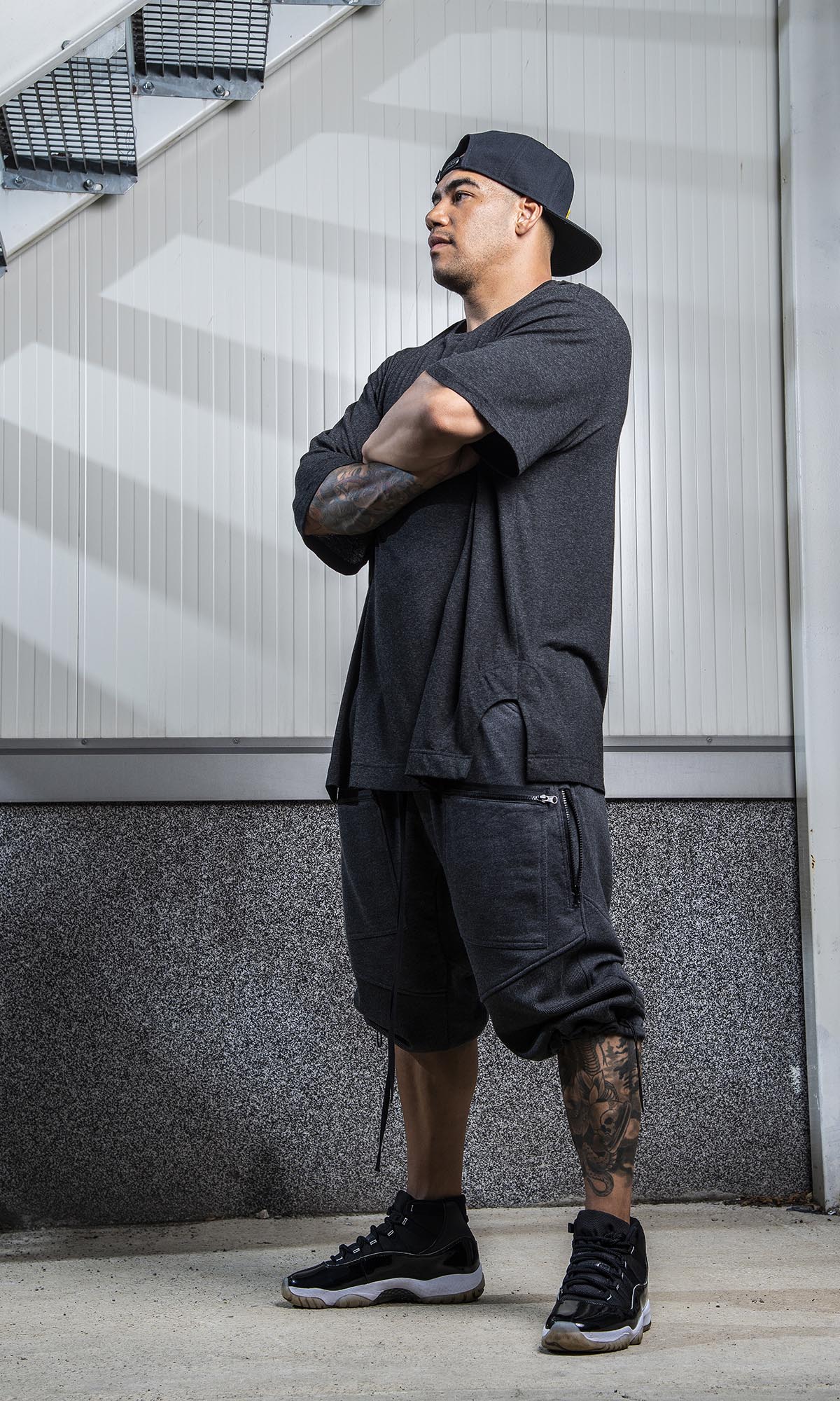 Mid-calf Pants with Rib Knee Pads - AAKASHA