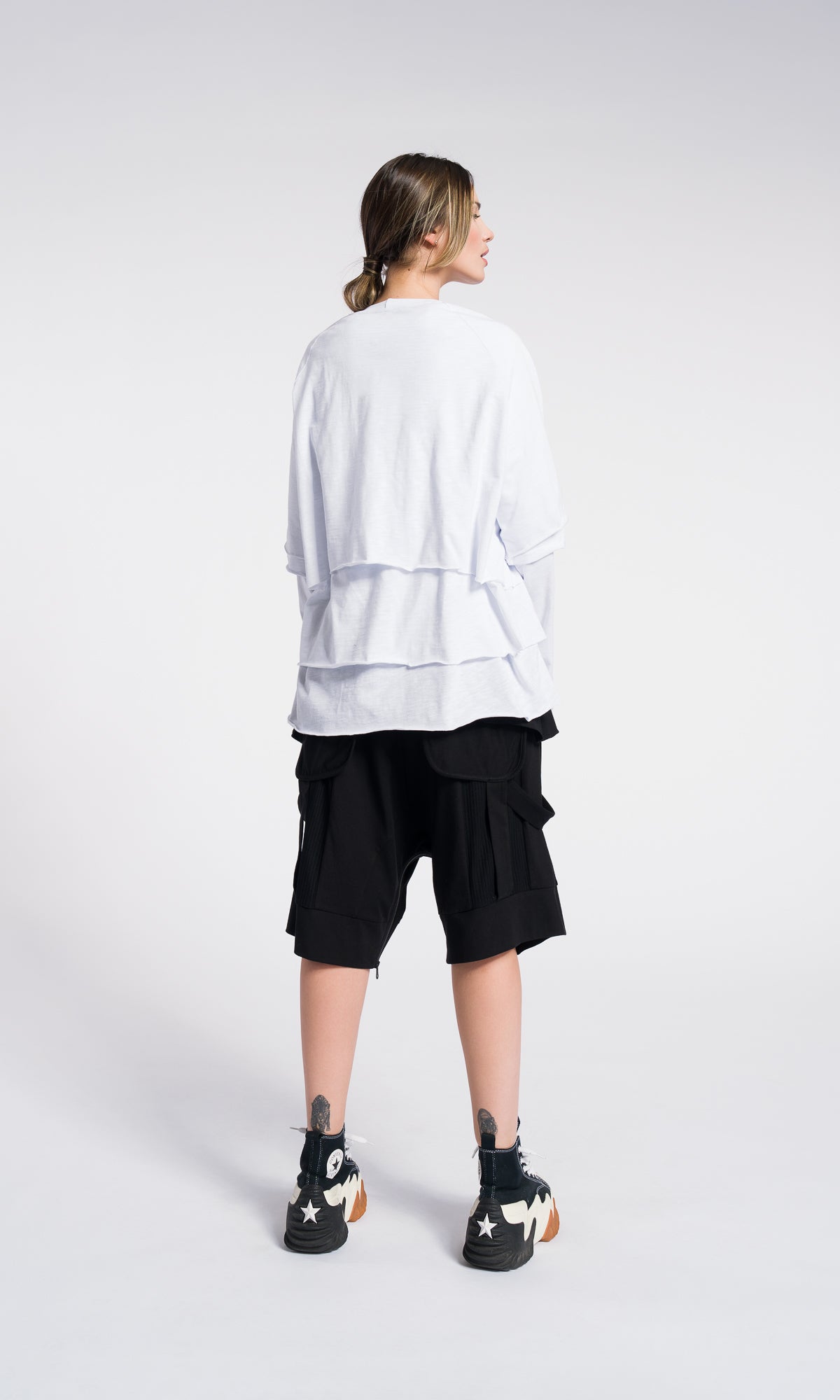Set of 3 cotton blouses , cropped short sleeves , regular short sleeves and long raglan sleeves top