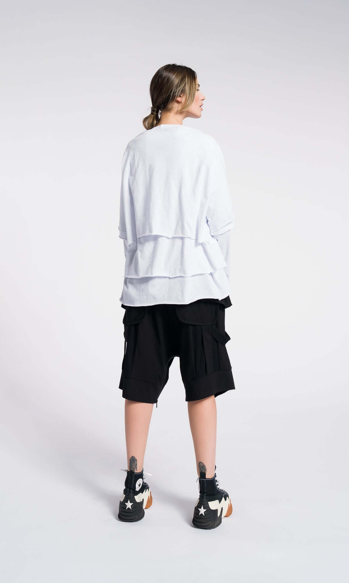 Ensemble de 3 blouses en coton, à manches courtes raccourcies, manches courtes classiques et manches raglan longues