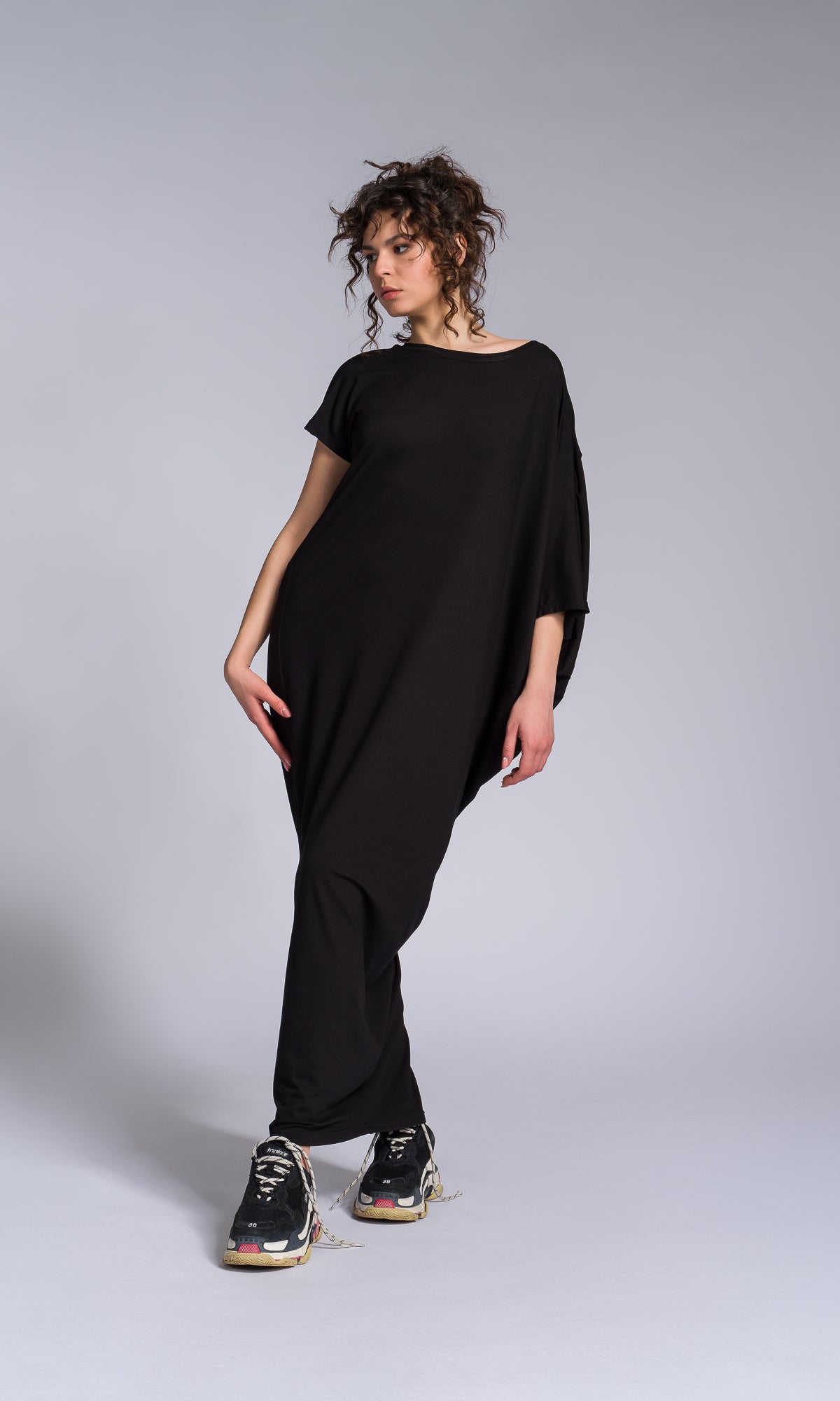 Batwing Sleeve Asymmetric Dress - AAKASHA