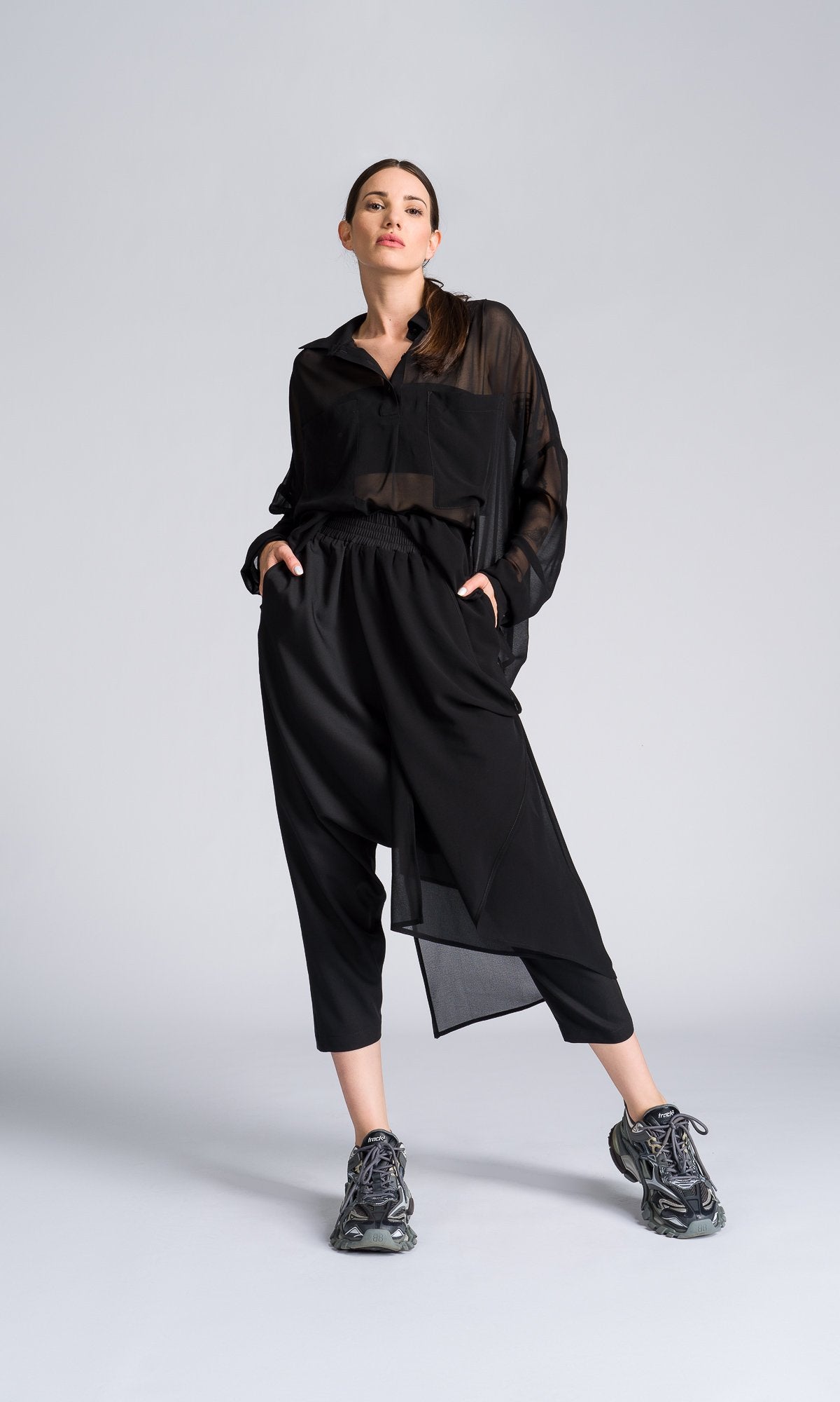 Chiffon Layers Drop Crotch Pants - AAKASHA