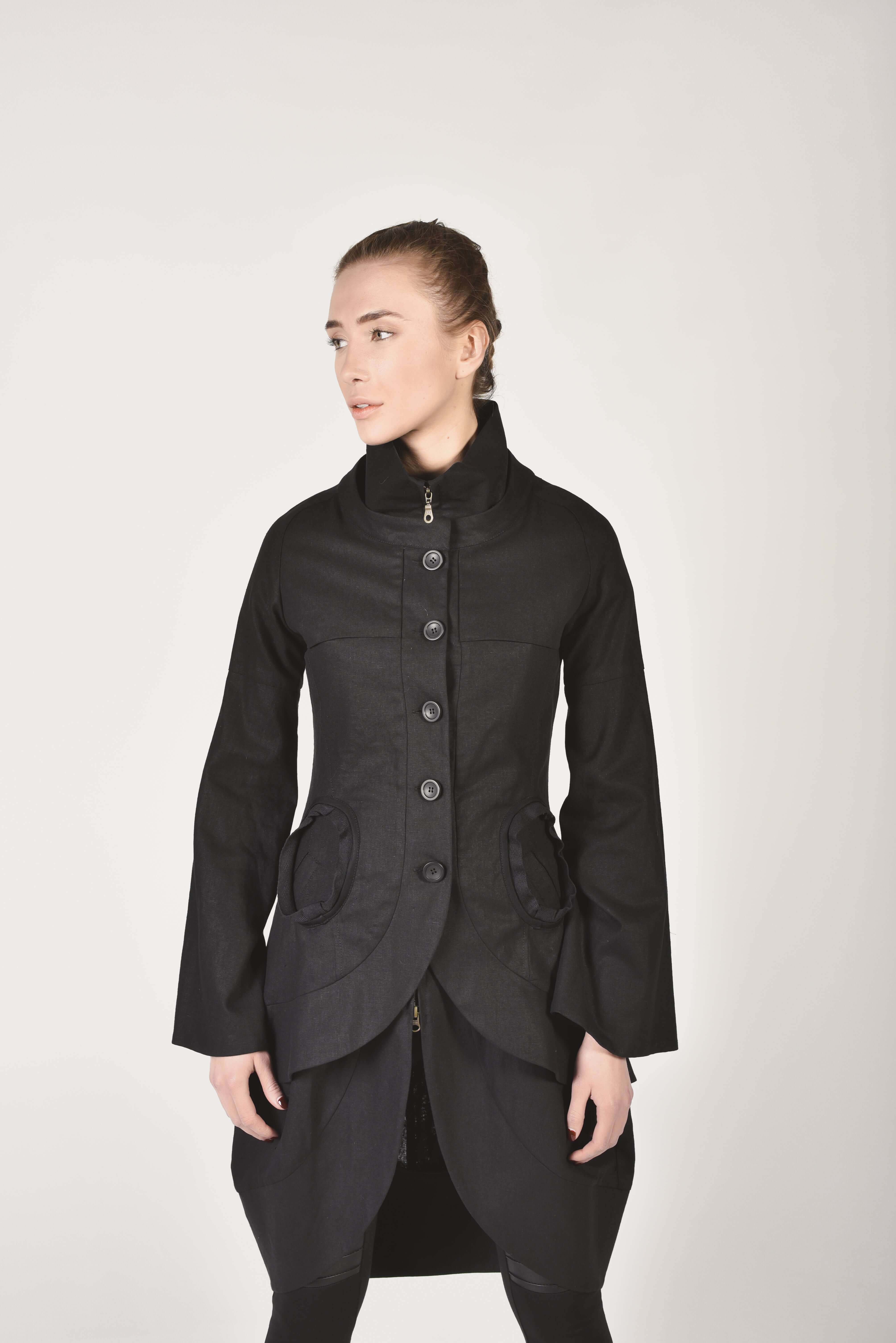 Veste en lin à ourlet asymétrique