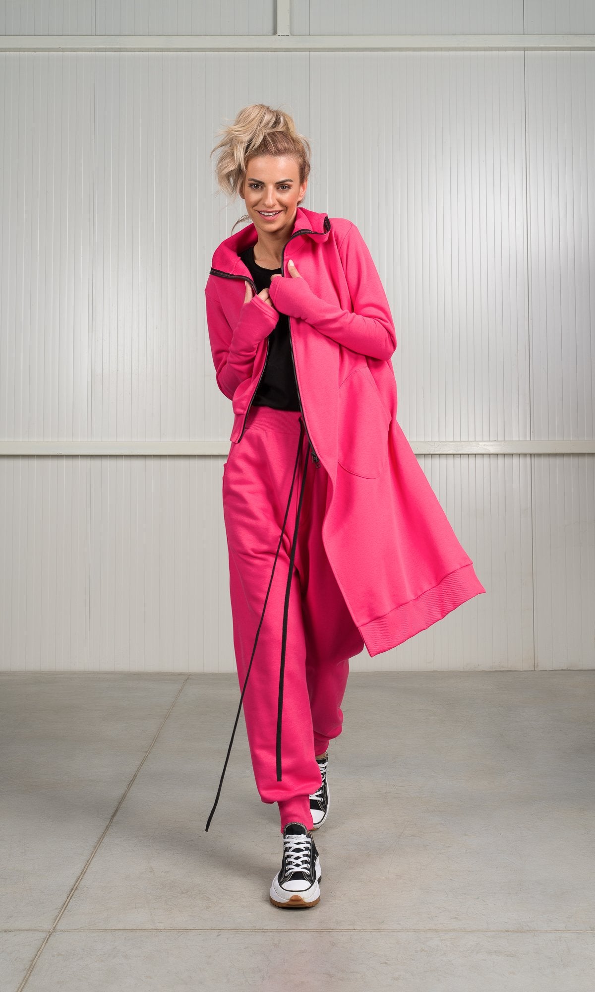 Hooded Sweatshirt with Asymmetric Length