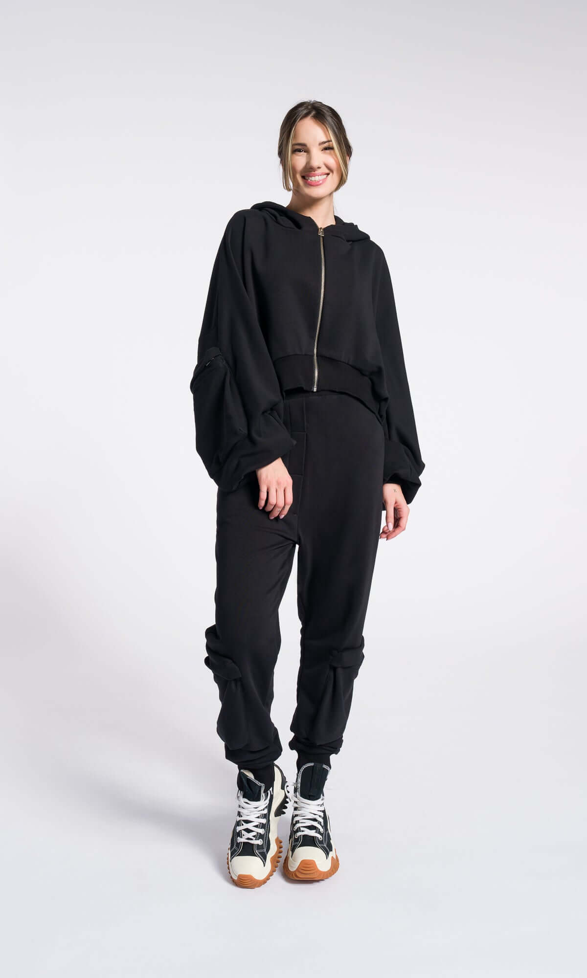 Sweat-shirt long zippé à capuche en polaire / Hoodie long avec passe-pouces / Hoodie alternatif doublé extra-long