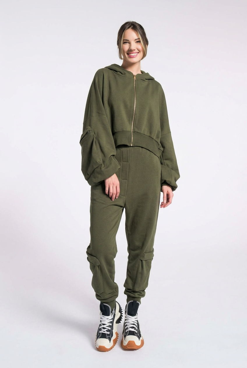 Sweat-shirt zippé à capuche et poignets, manches Dir décontractées, hoodie extra-large au style alternatif