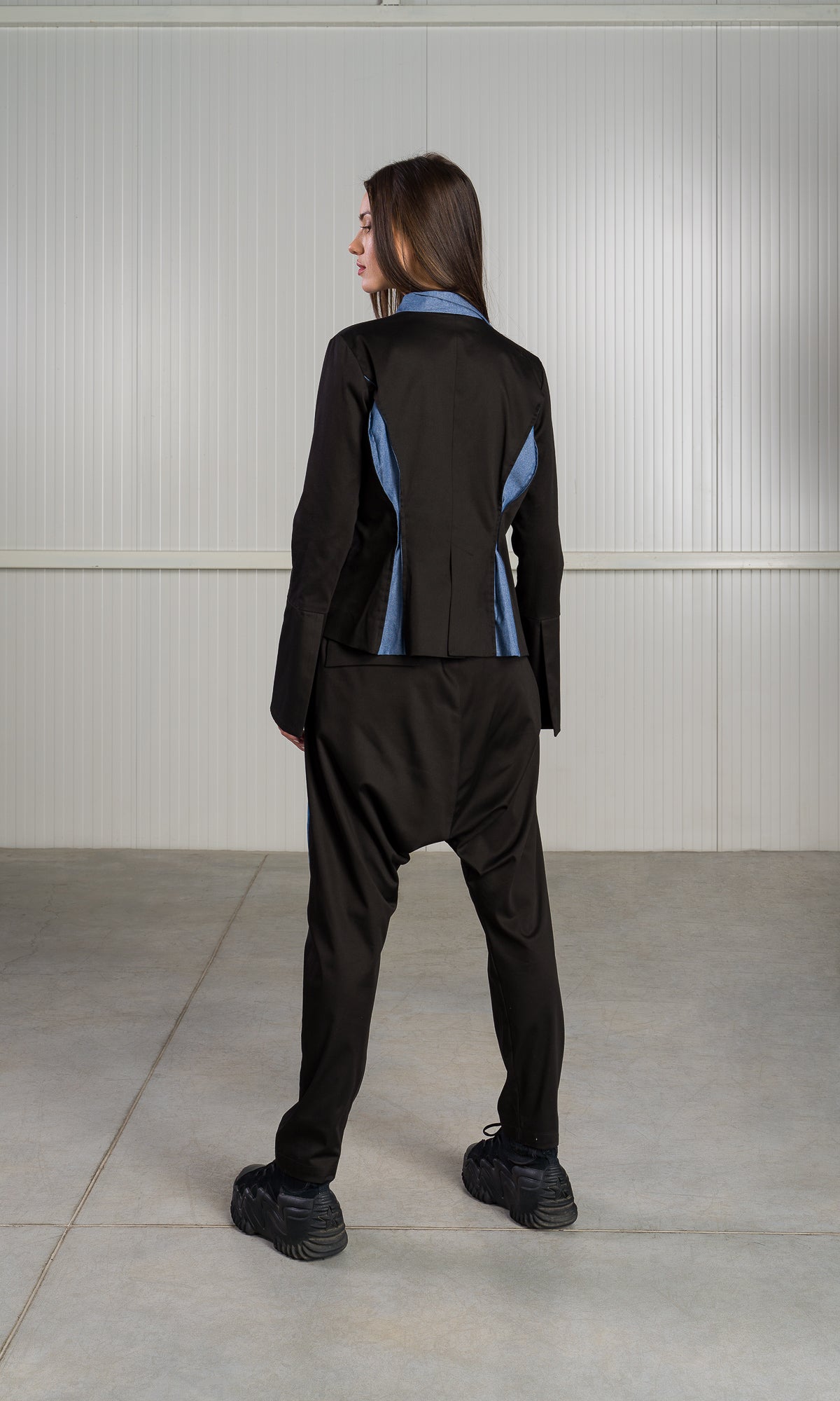 Short Asymmetric Blazer with Flared Sleeves - AAKASHA