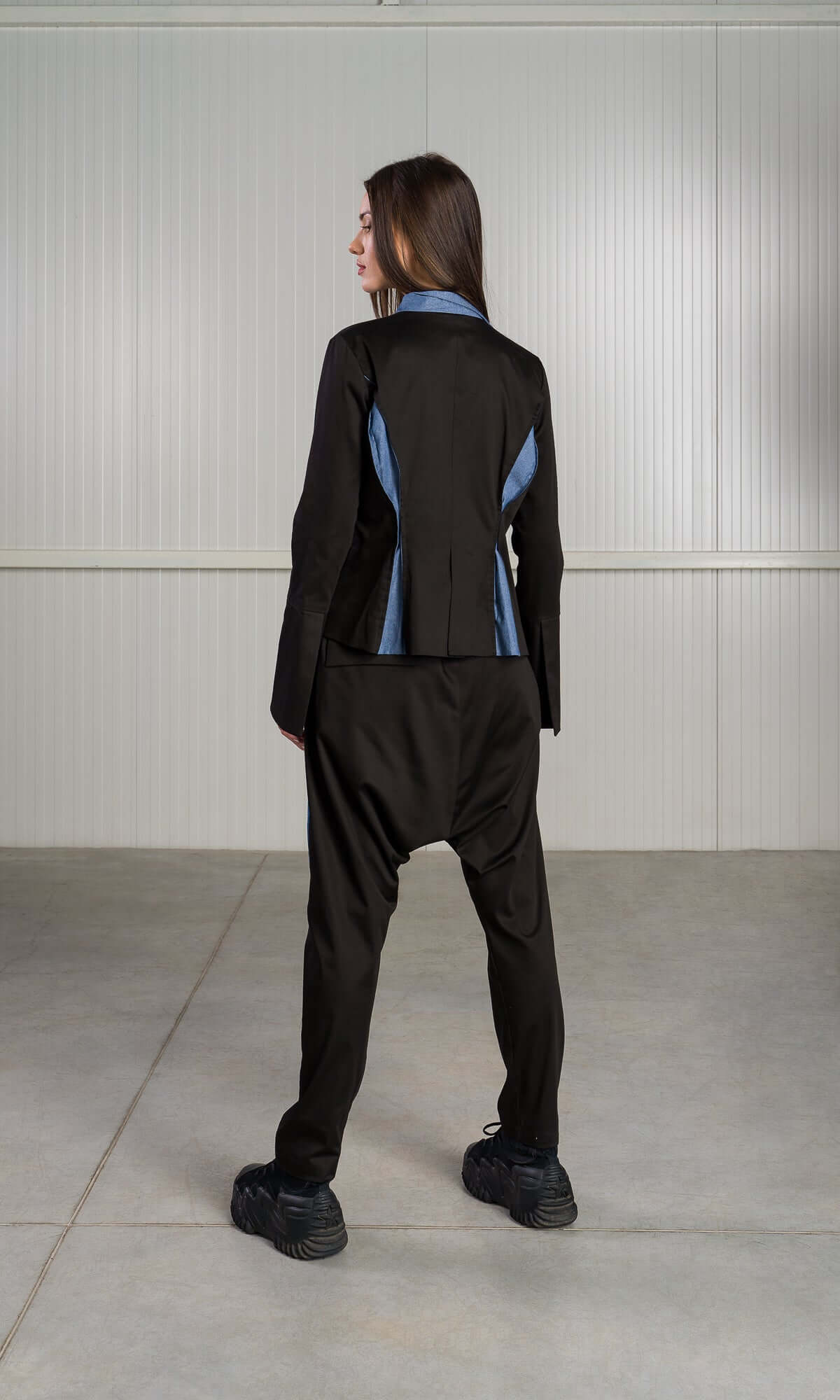Short Asymmetric Blazer with Flared Sleeves - AAKASHA