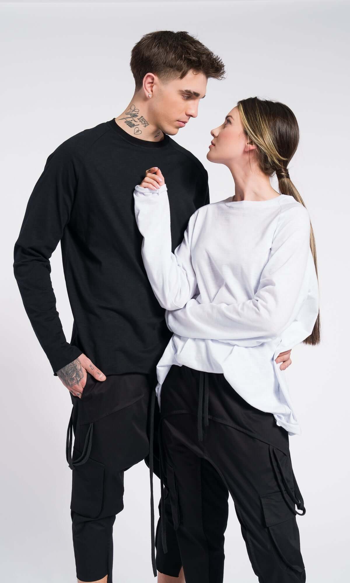 Ensemble de 3 blouses en coton, à manches courtes raccourcies, manches courtes classiques et manches raglan longues