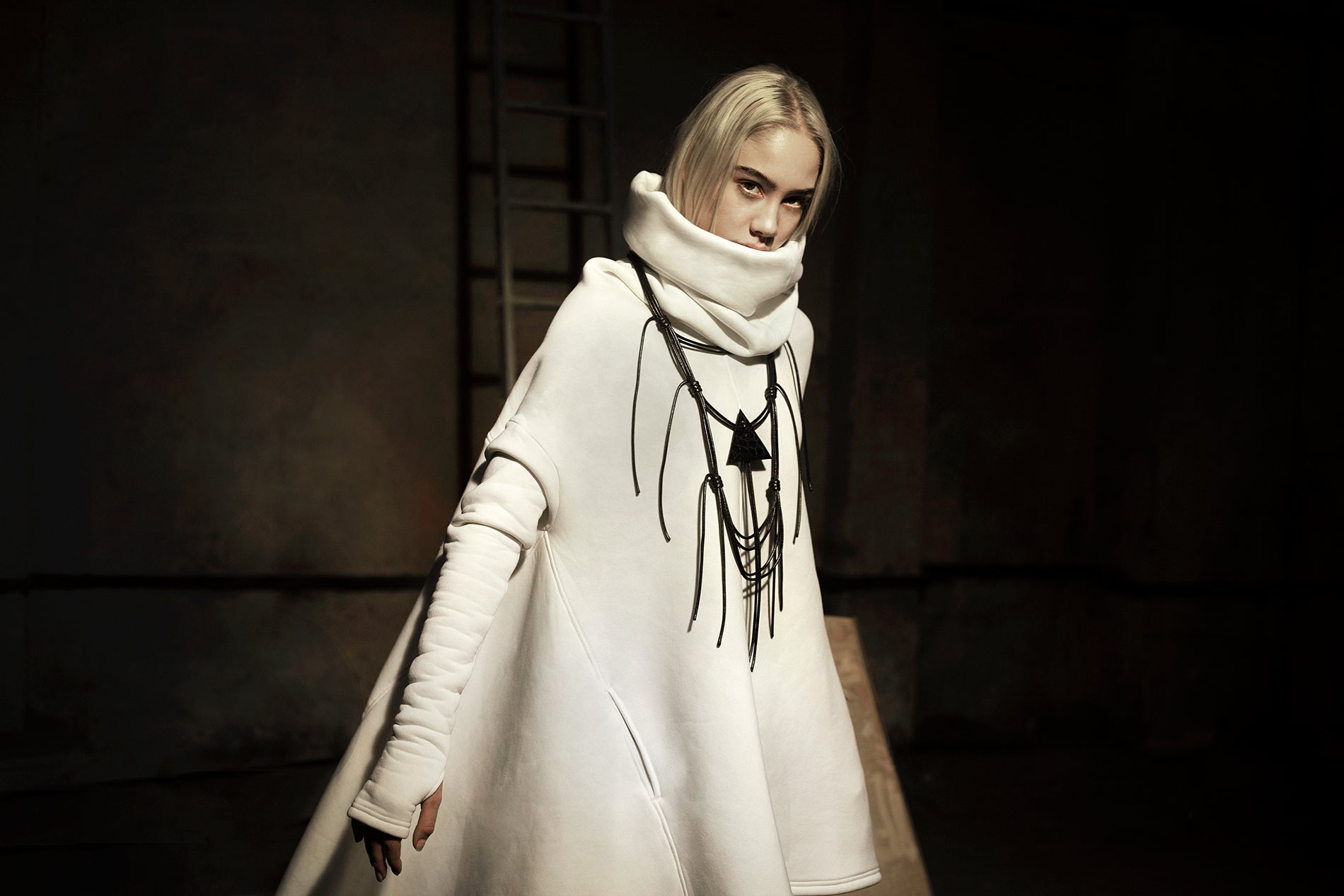 High Collar Poncho Hoodie