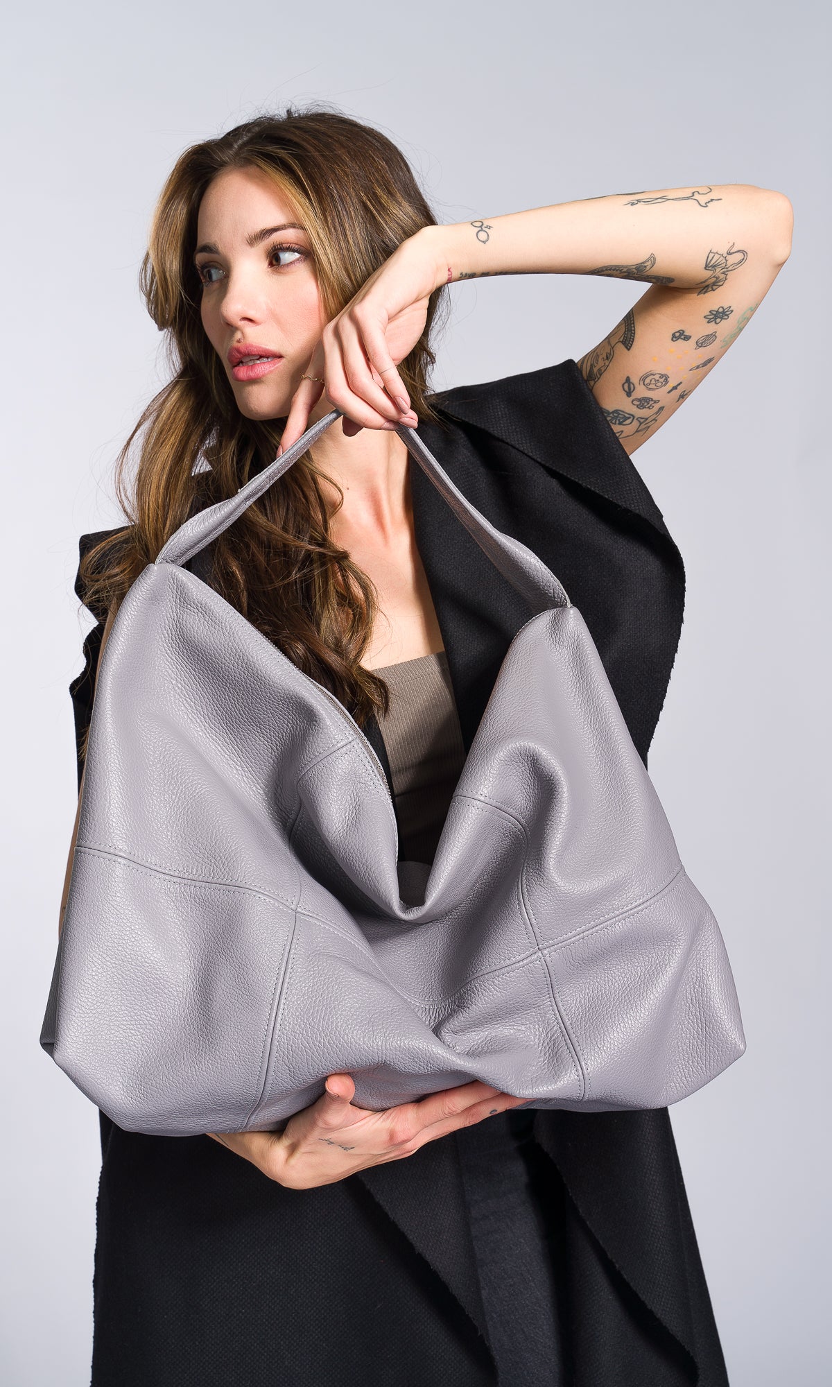 Leather Square Hobo Bag - AAKASHA