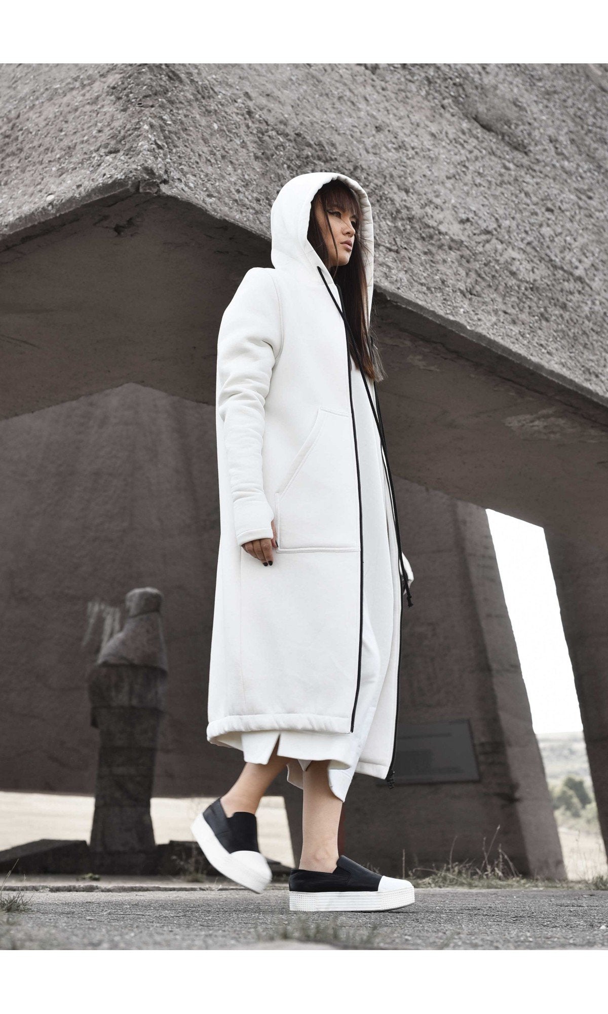 Long Zipper Hoodie Coat - AAKASHA