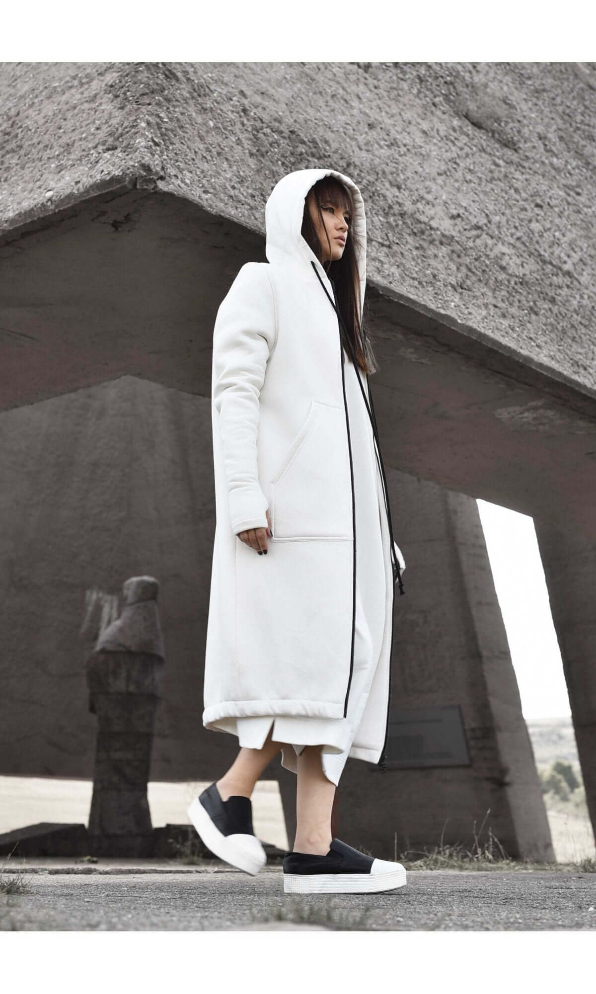 Long Zipper Hoodie Coat - AAKASHA
