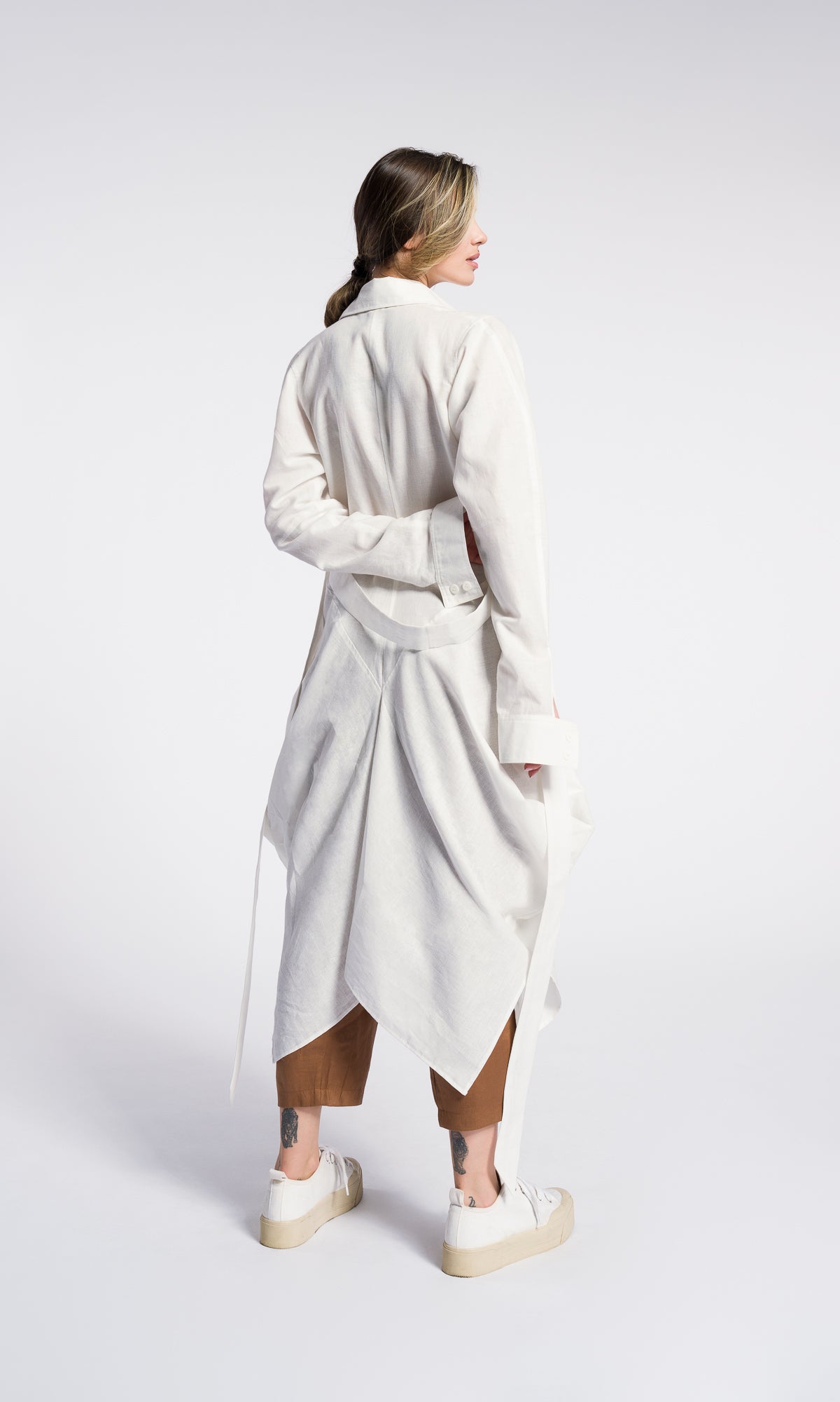 Linen Asymmetrical Maxi Tunic – Sustainable OEKO-TEX Shirt Dress