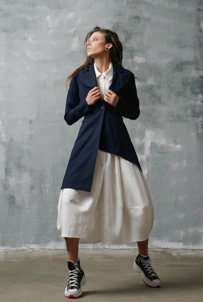 Asymmetrischer Blazer mit Knöpfen
