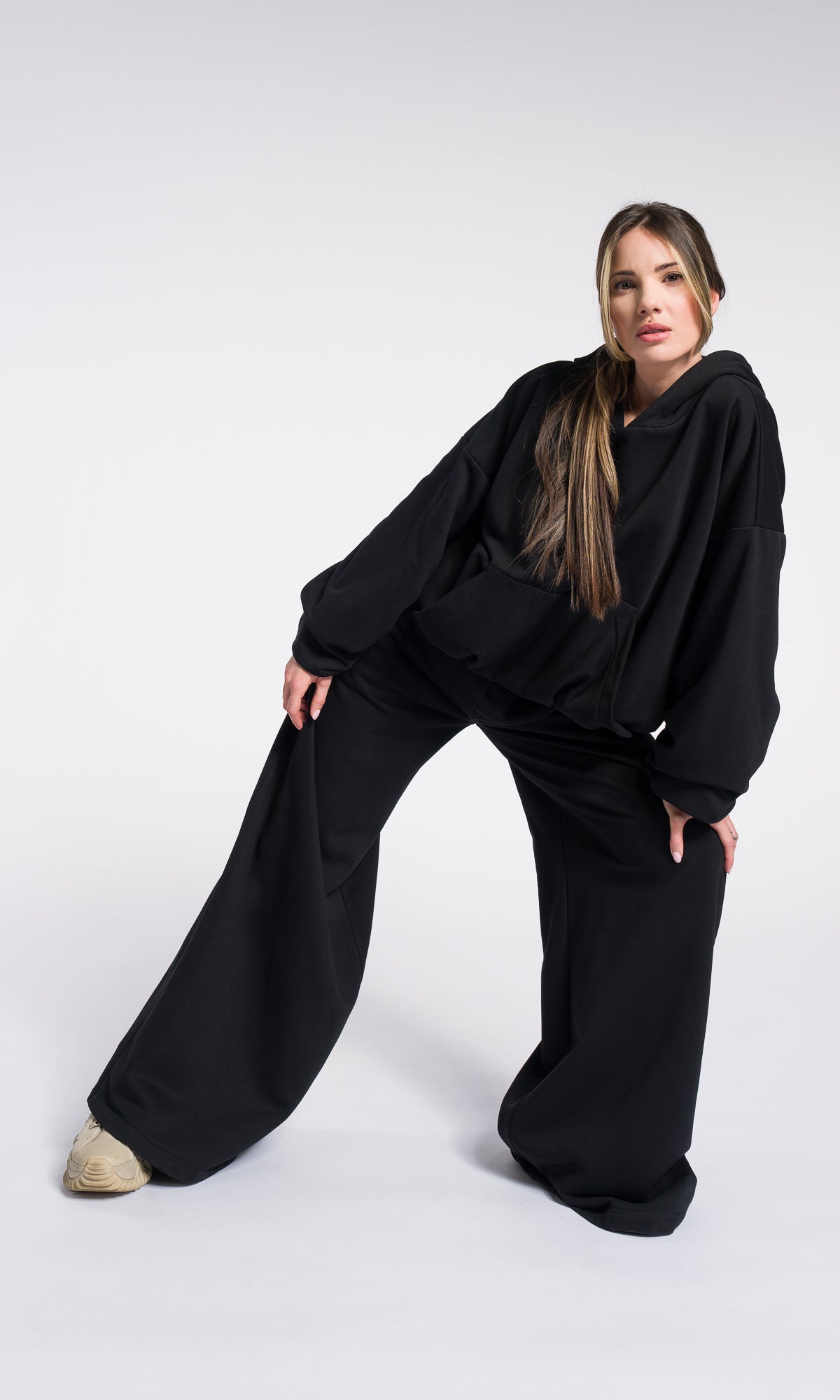 Black Hoodie Fall Hooded Sweatshirt Warm Cotton Overall with Kangaroo pocket