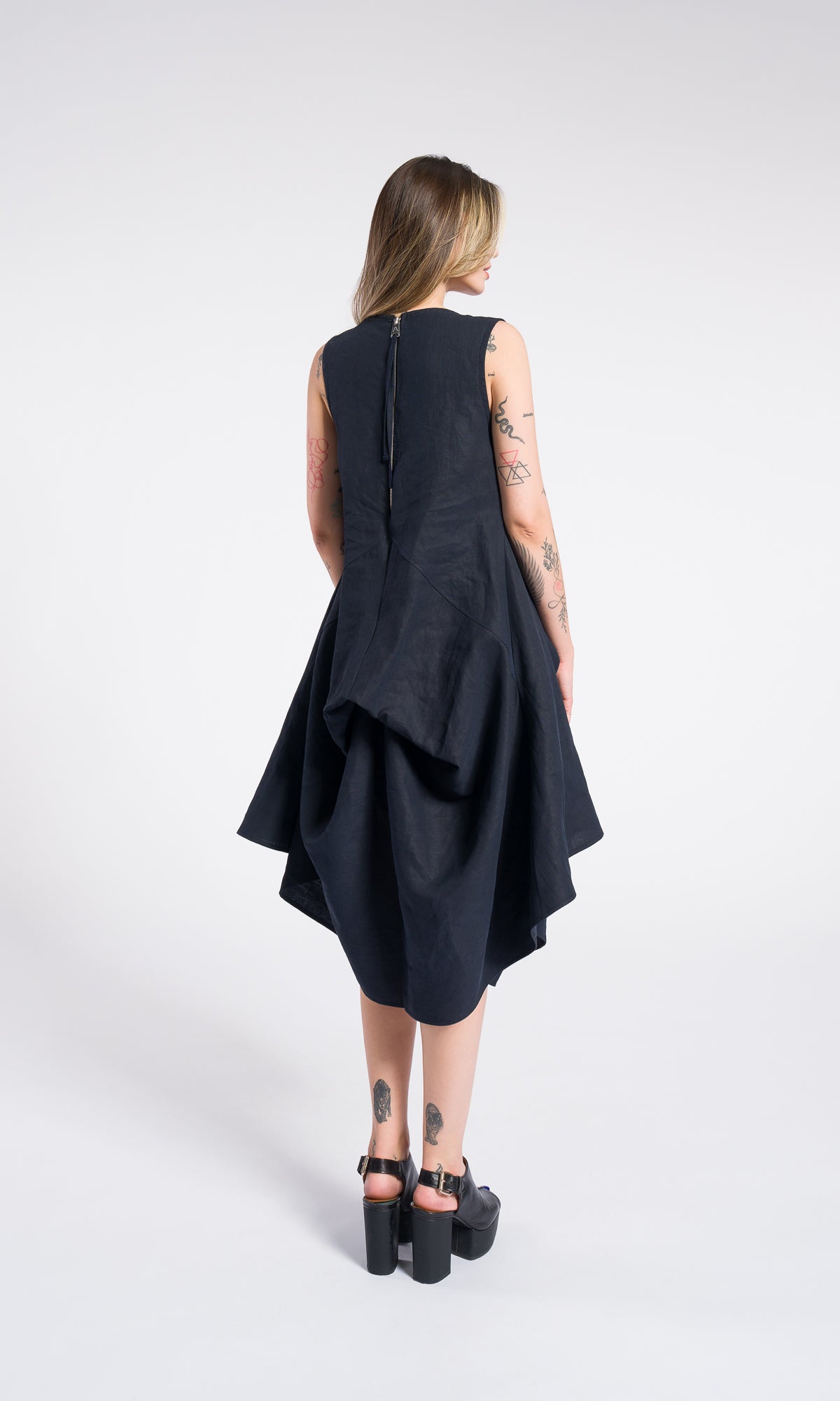 Linen Sleeveless Midi Dress - Boho Summer