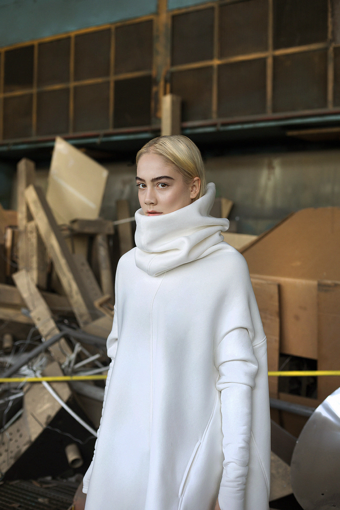High Collar Poncho Hoodie