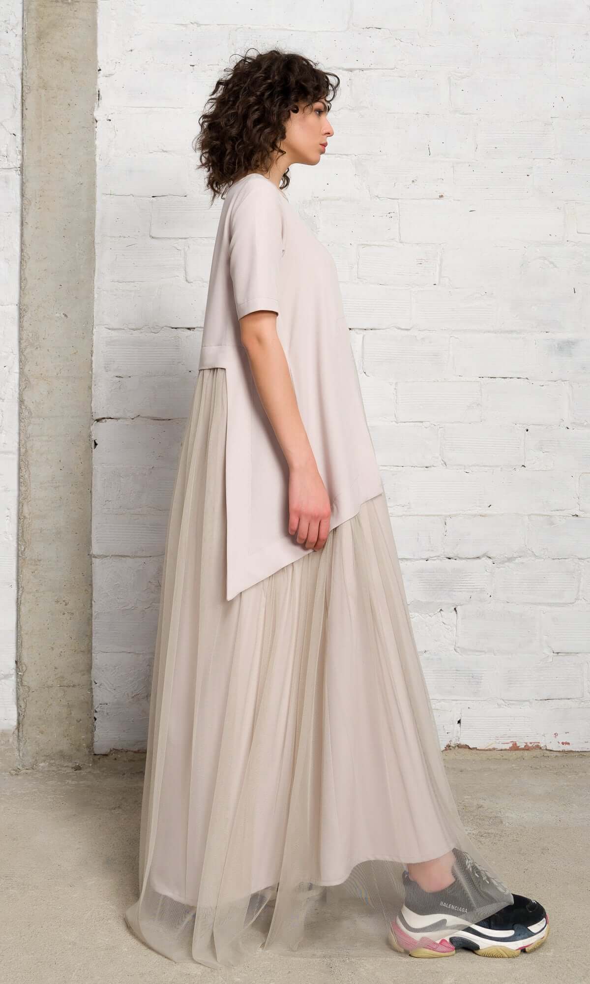 Robe longue en tulle